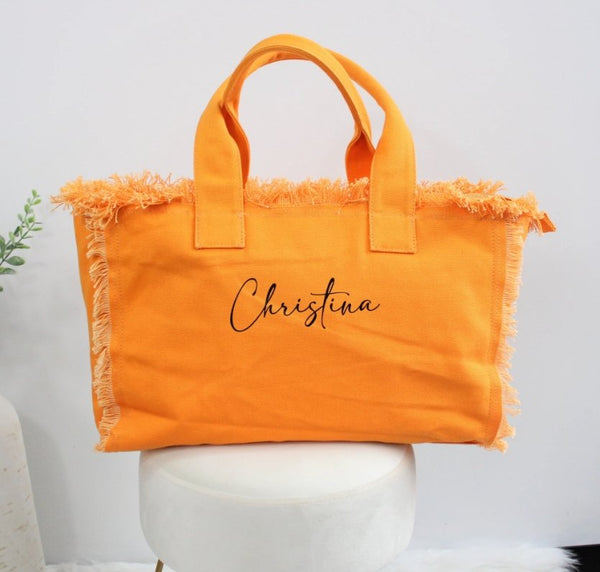 Saint Laurent Borsa Shopping Tote Bags In Yellow & Orange