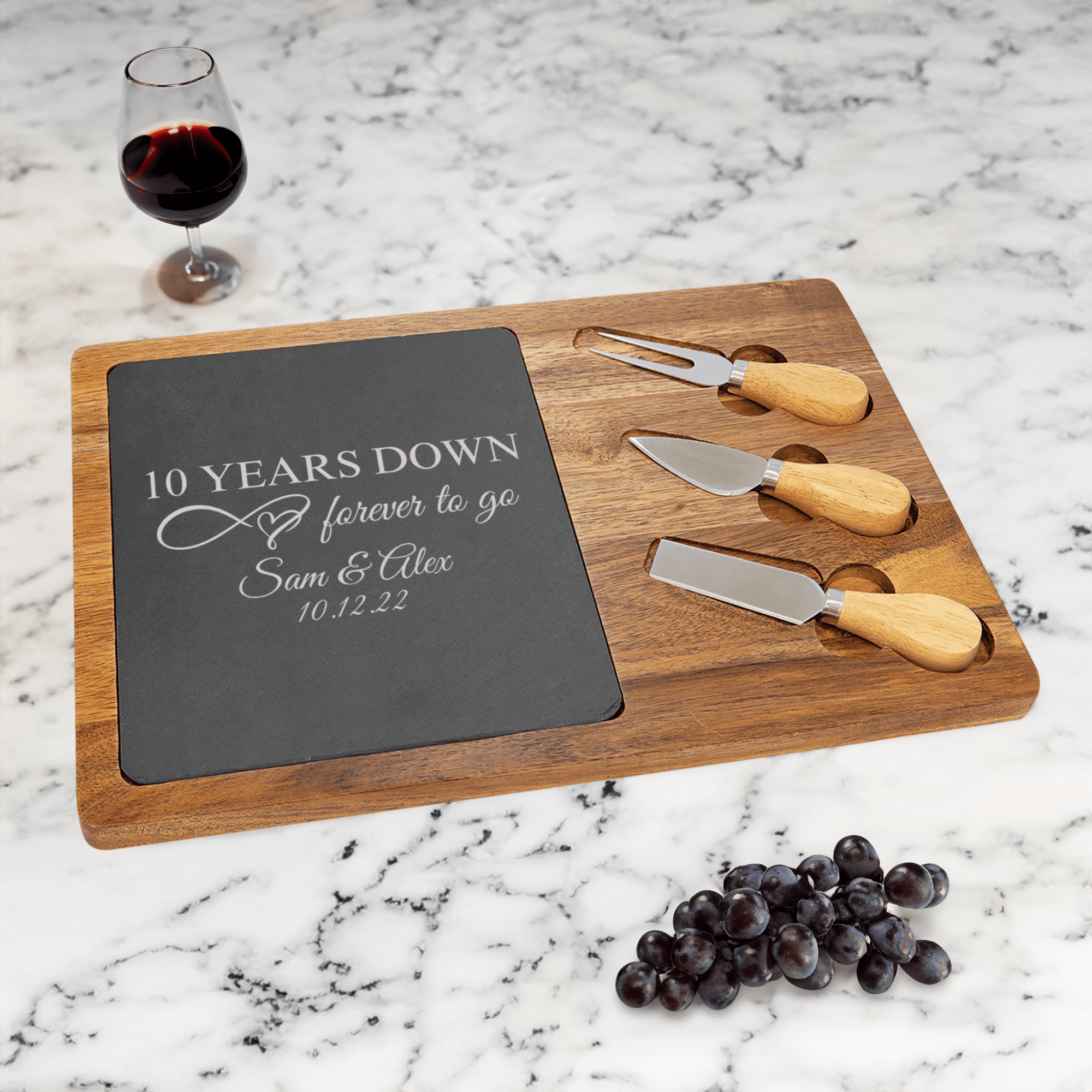 10 Years Down Wood Slate Serving Tray