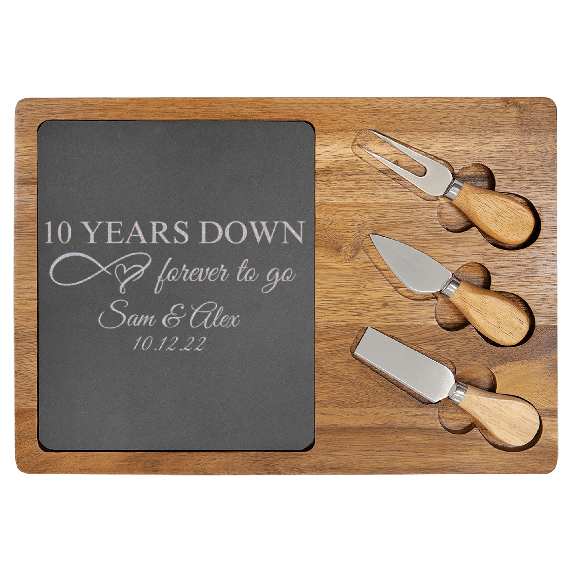 10 Years Down Wood Slate Serving Tray