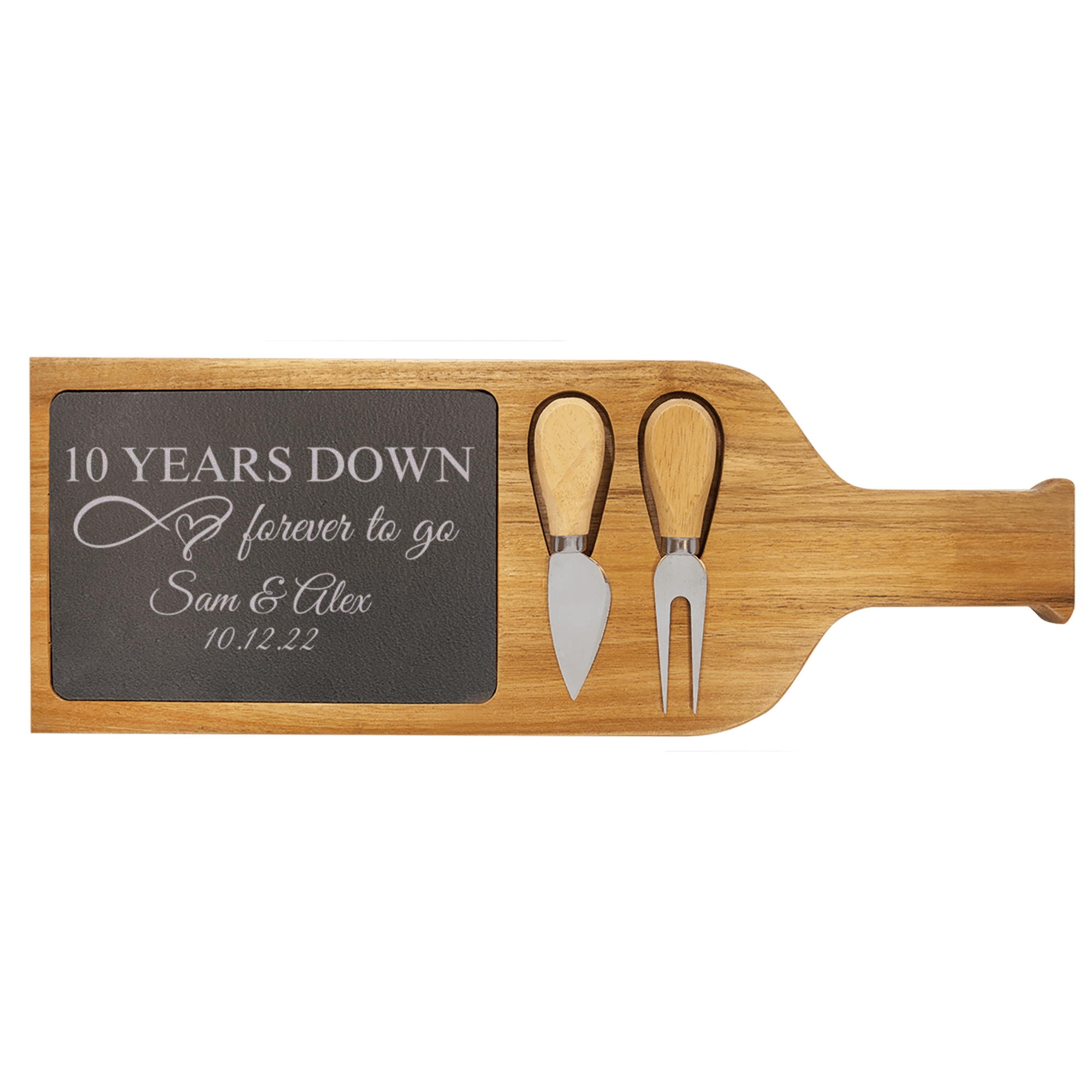 10 Years Down Wood Slate Serving Tray With Handle