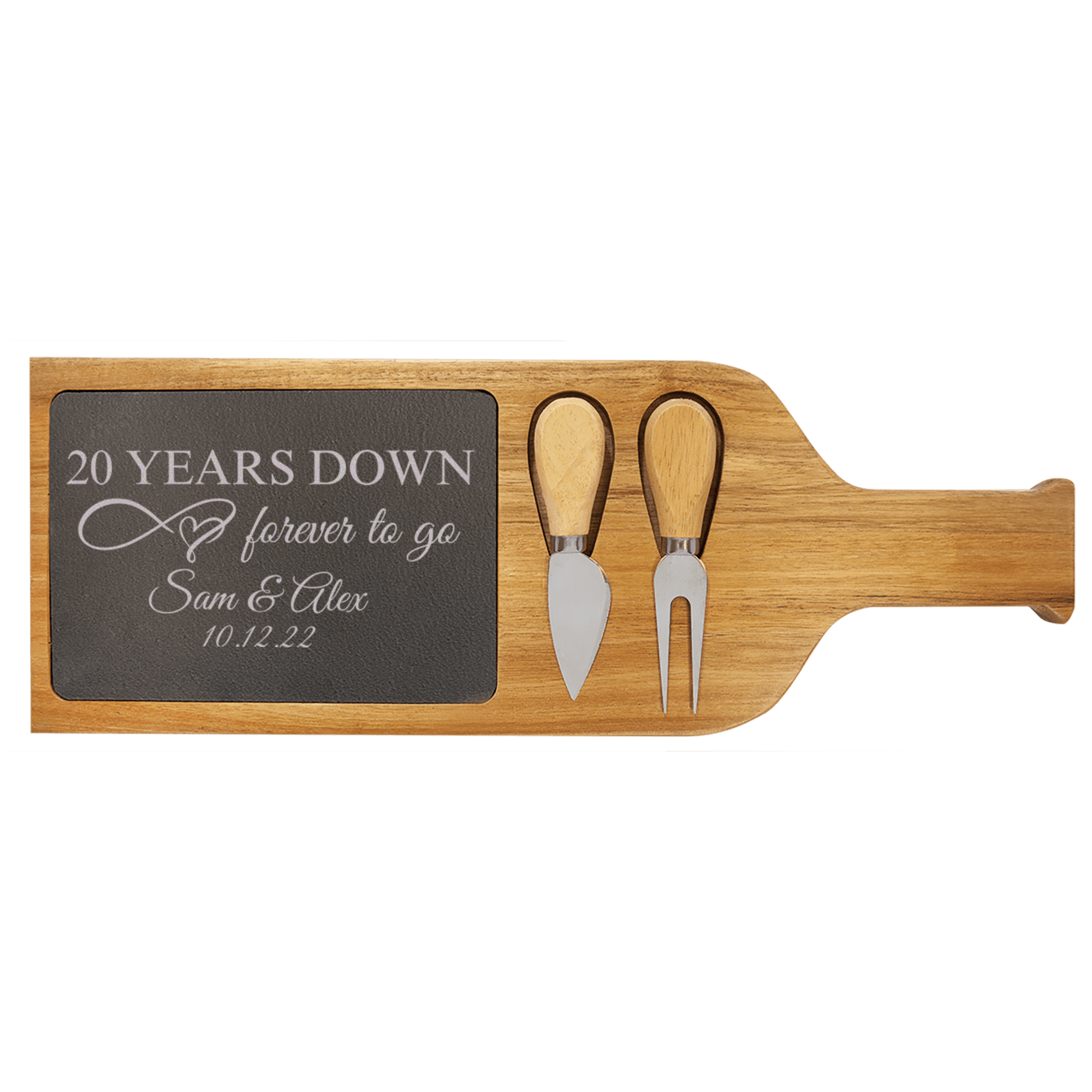 20 Years Down Wood Slate Serving Tray With Handle