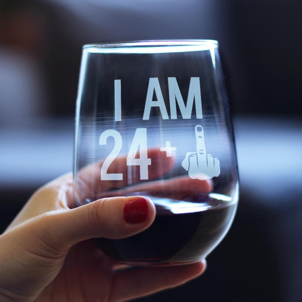 25th Birthday Stemless Wine Glass