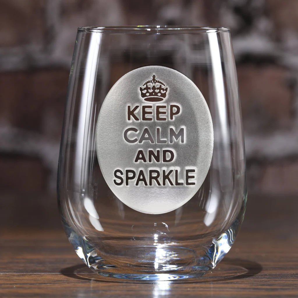 Keep Calm and Sparkle Wine Glass