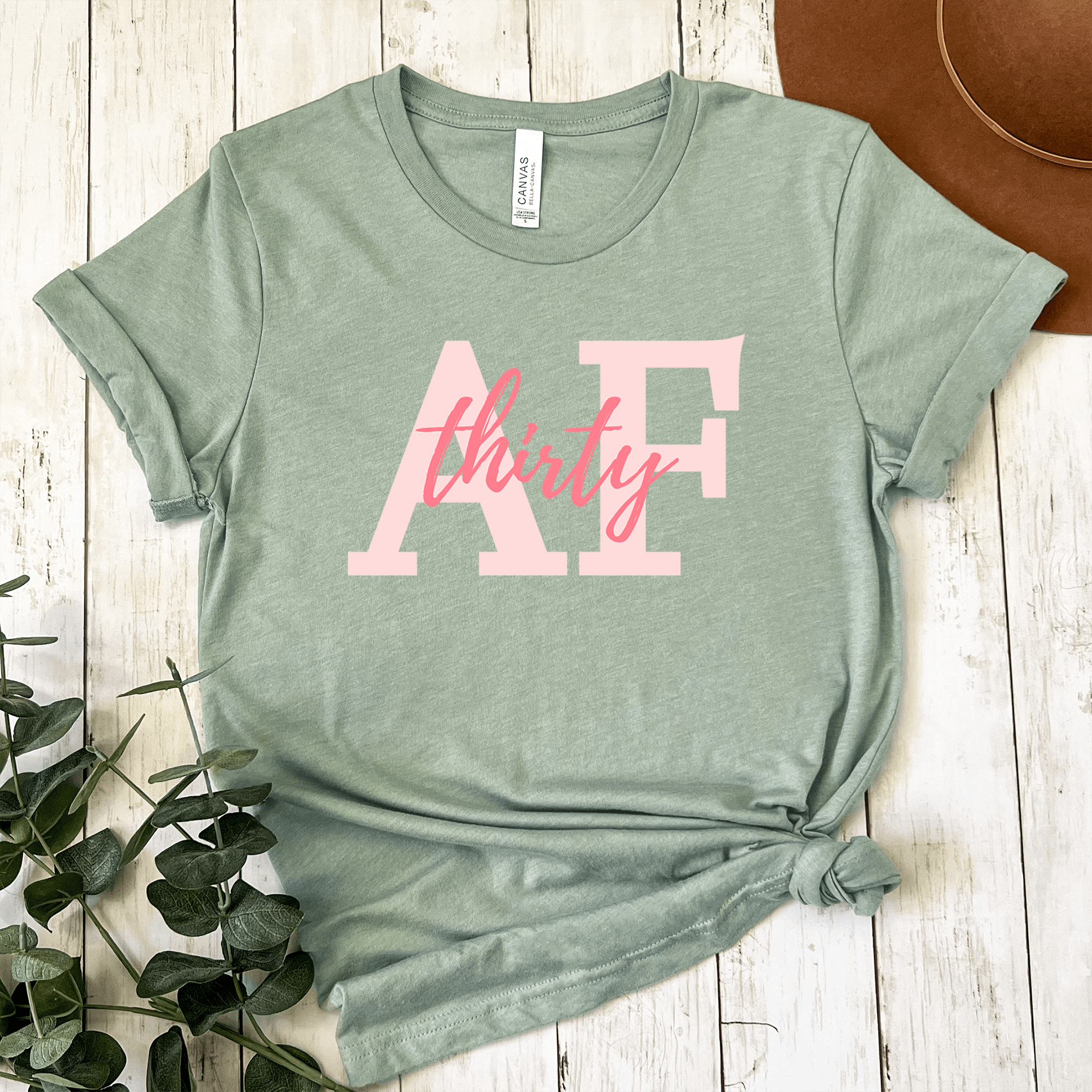 Womens Light Green T Shirt with 30-AF design