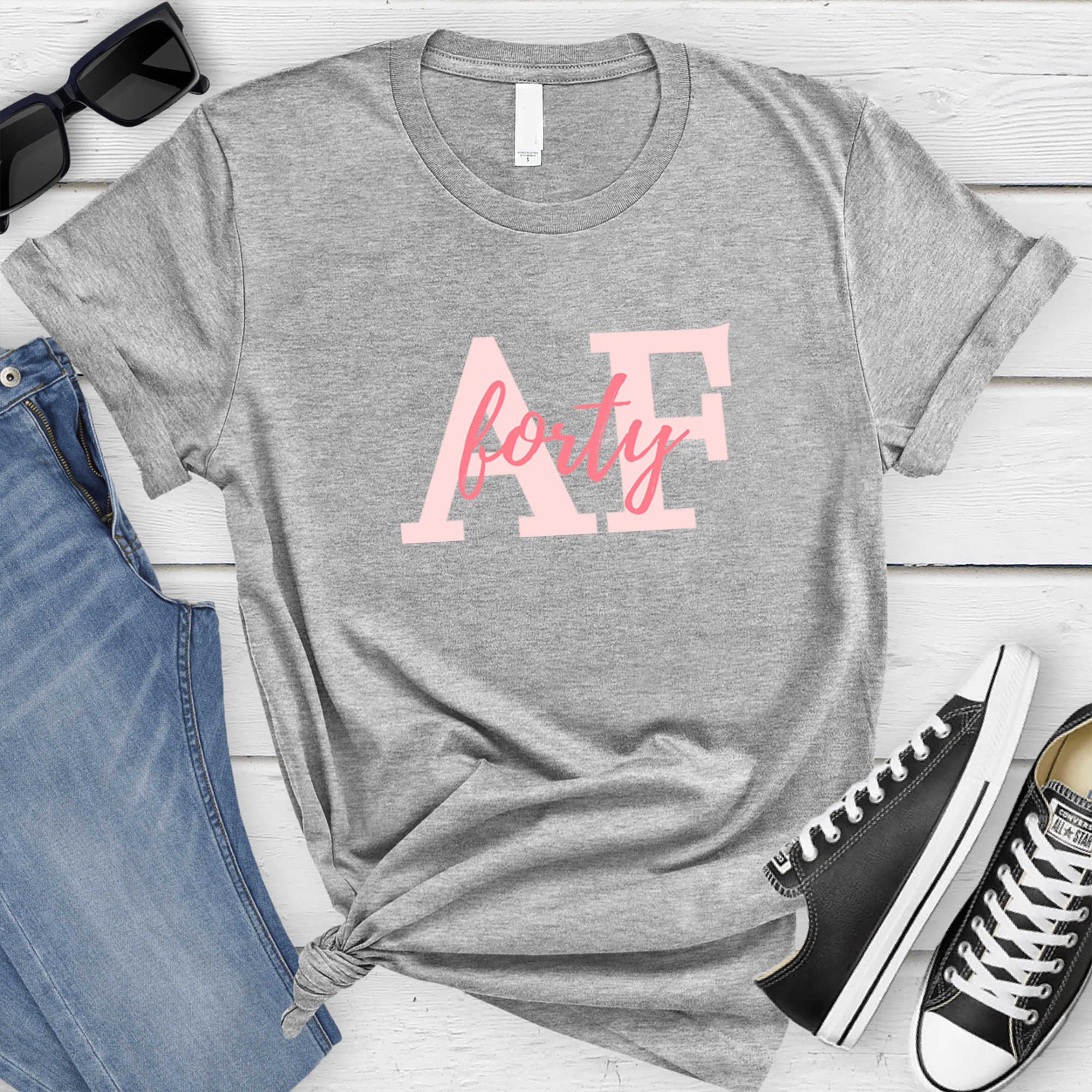 Womens Grey T Shirt with 40-AF design