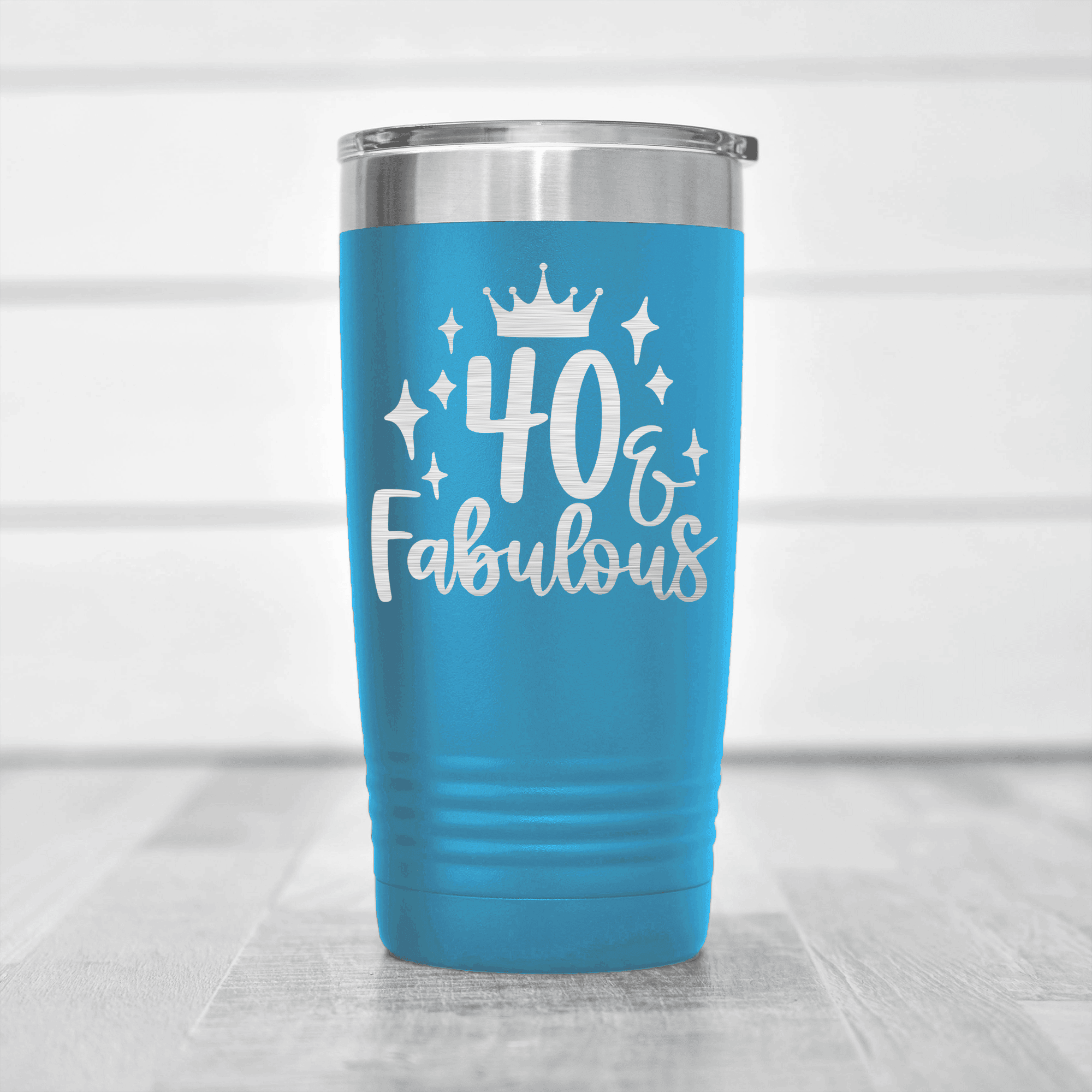 Light Blue birthday tumbler 40 And Fabulous Crown