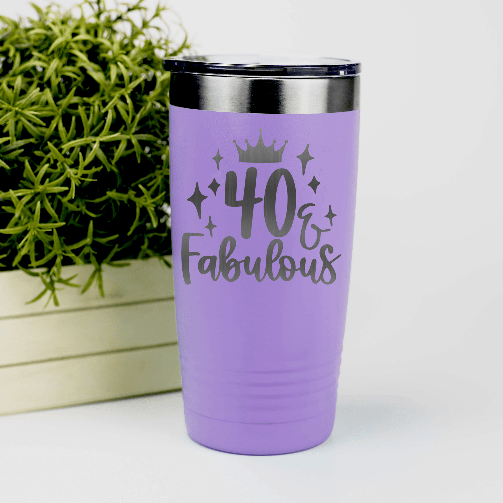 Light Purple birthday tumbler 40 And Fabulous Crown