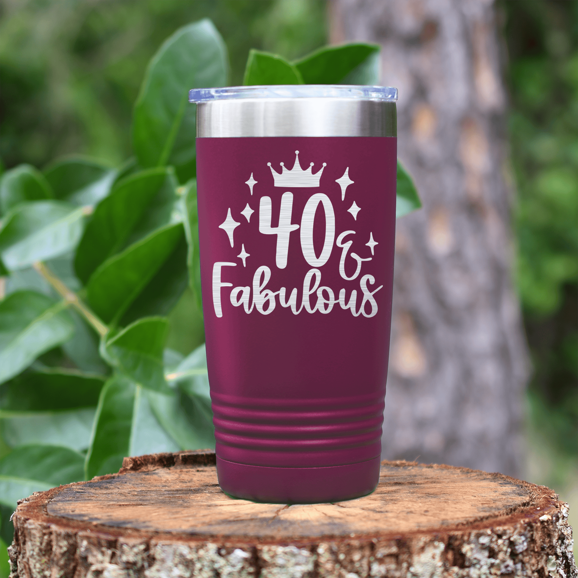 Maroon birthday tumbler 40 And Fabulous Crown