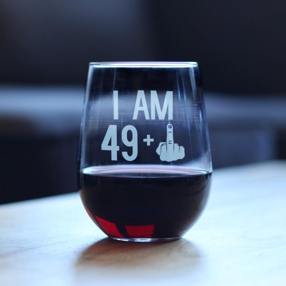 50th Birthday Stemless Wine Glass