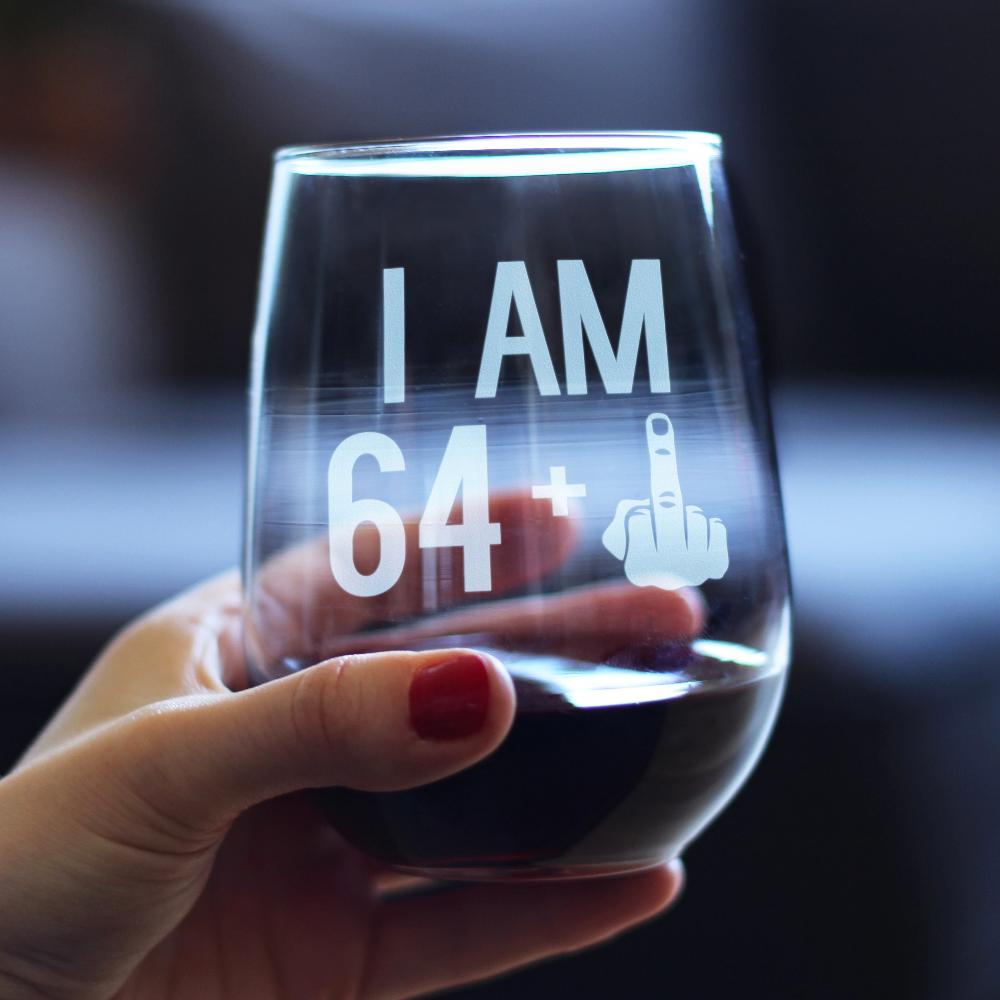 65th Birthday Stemless Wine Glass