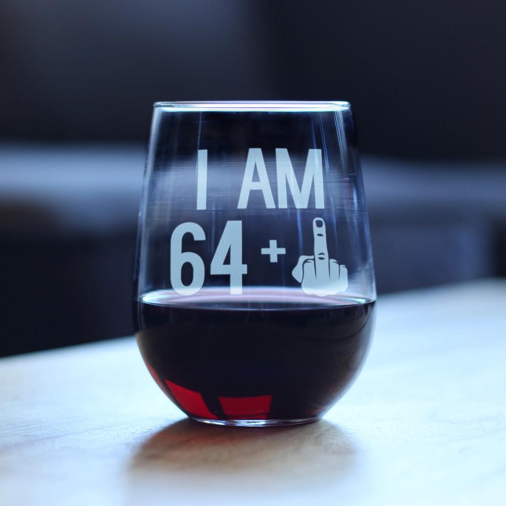 65th Birthday Stemless Wine Glass