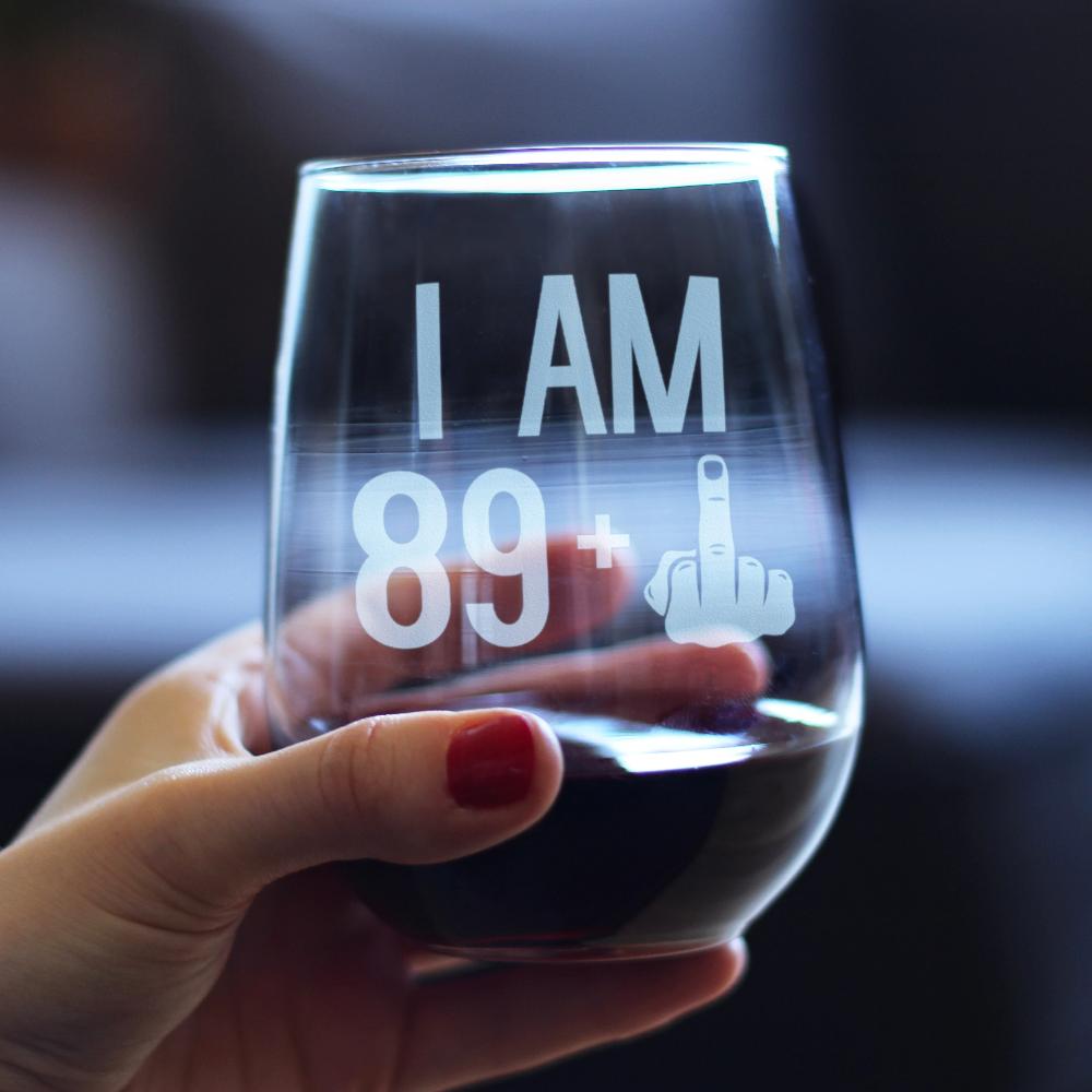 90th Birthday Stemless Wine Glass