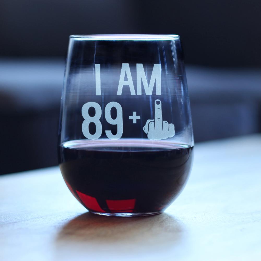 90th Birthday Stemless Wine Glass