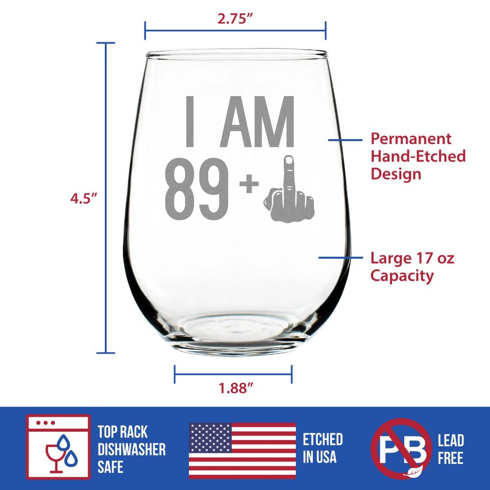 90th Birthday Stemless Wine Glass