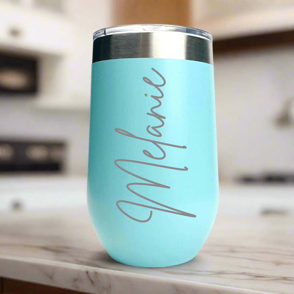 Aqua/Teal Personalized Insulated Tall Wine Tumbler