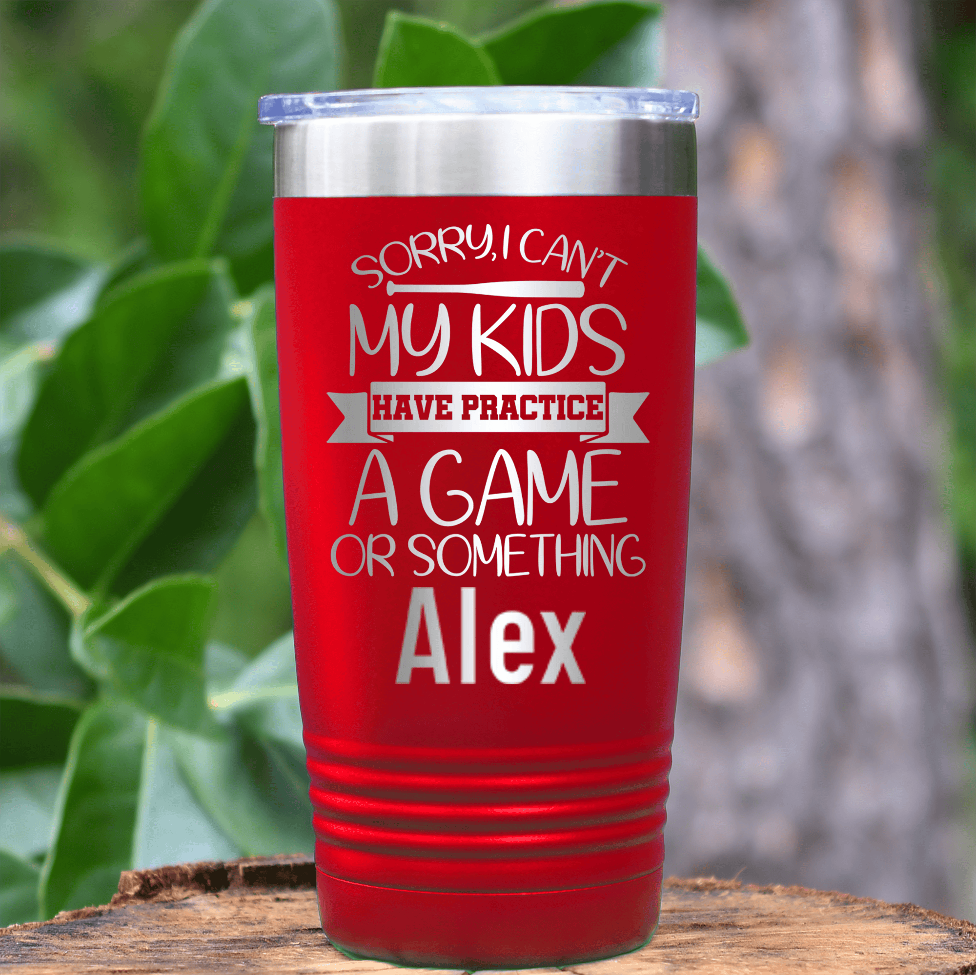 Red Baseball Mom Tumbler With Baseball Mom Sorry My Kids Have Practice Design