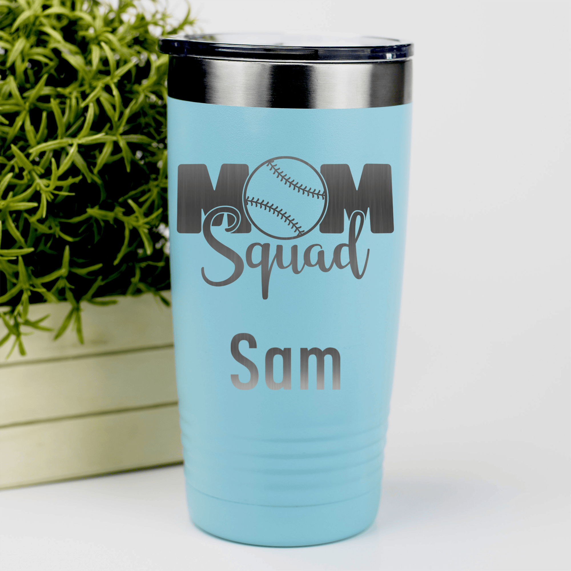 Teal Baseball Mom Tumbler With Baseball Mom Squad Design