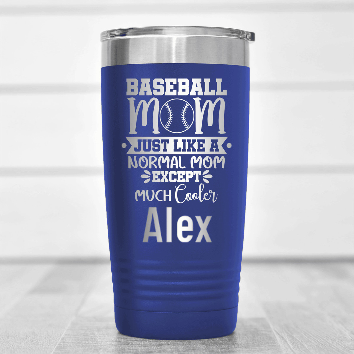 Blue Baseball Mom Tumbler With Baseball Moms Are Cooler Design