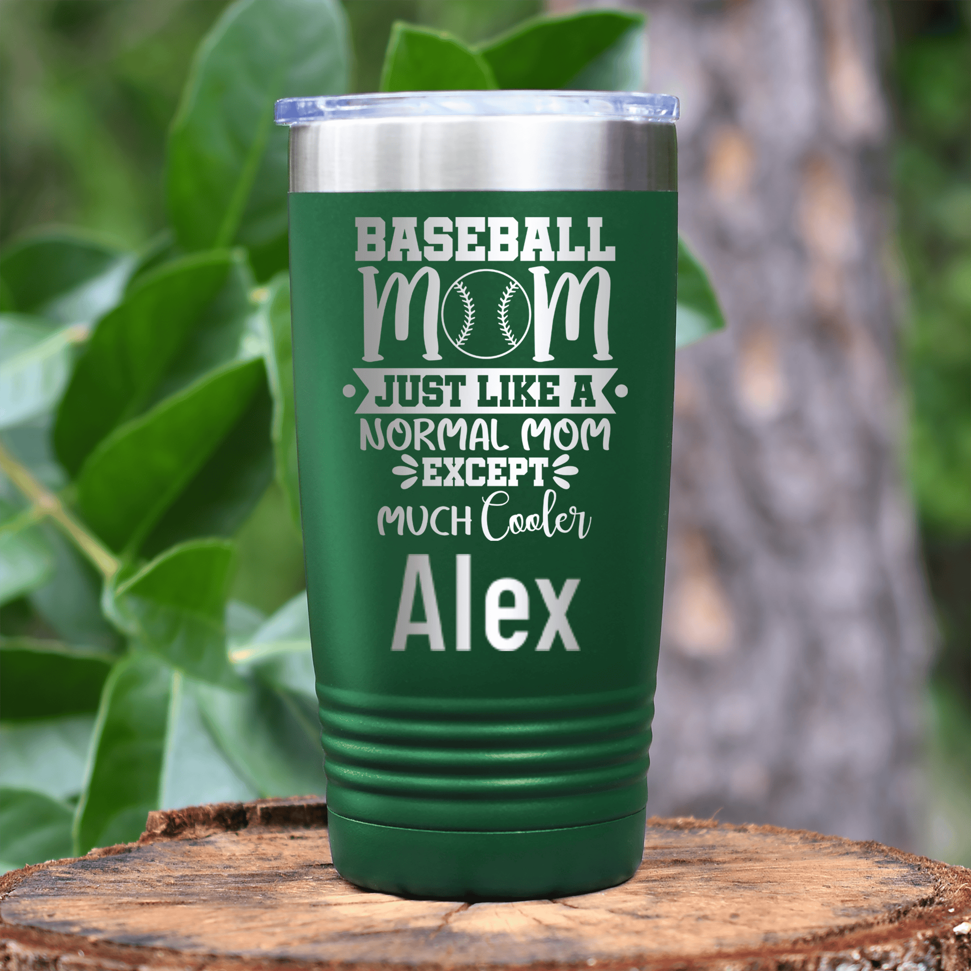 Green Baseball Mom Tumbler With Baseball Moms Are Cooler Design