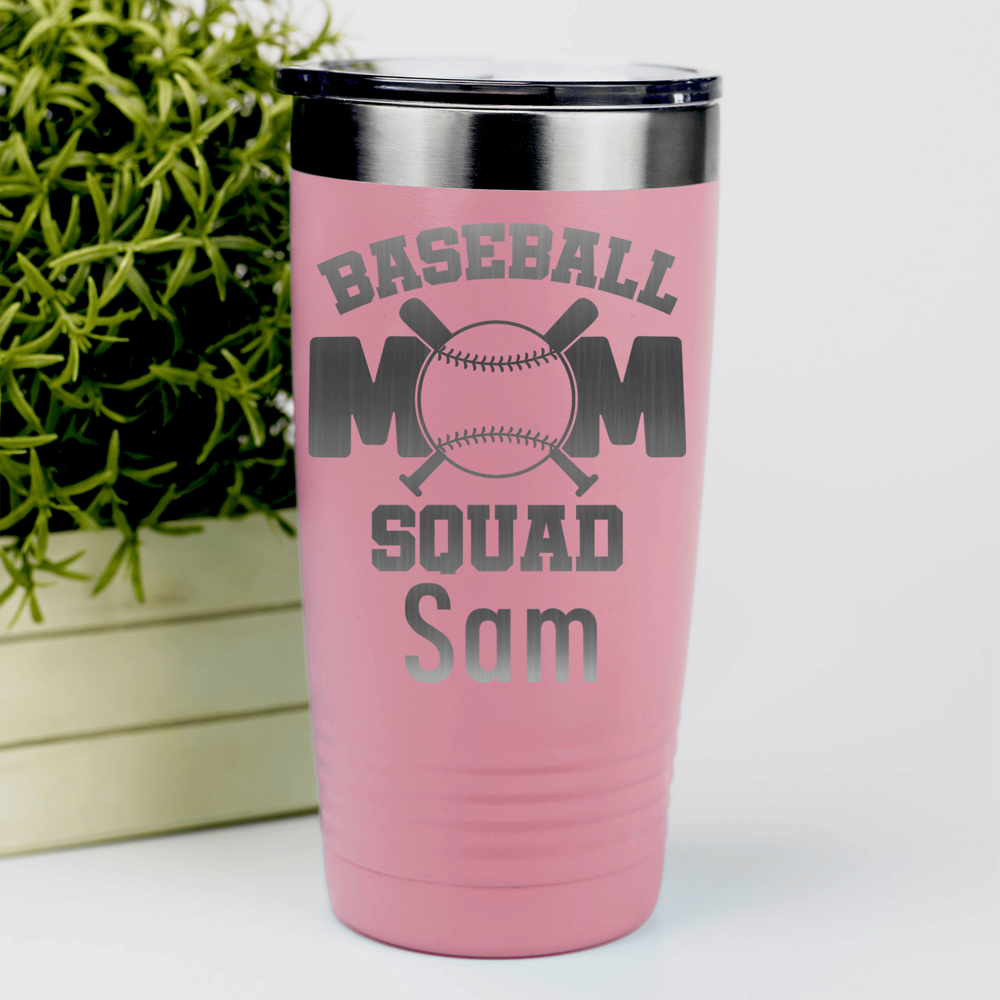 Salmon Baseball Mom Tumbler With Baseball Squad Moms Design