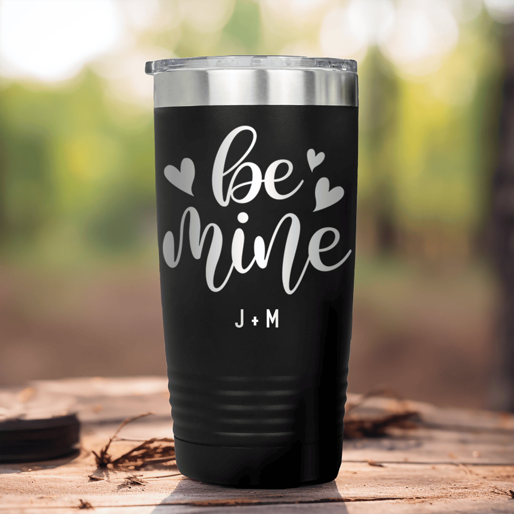 Black Valentines Day Tumbler With Be Mine Design