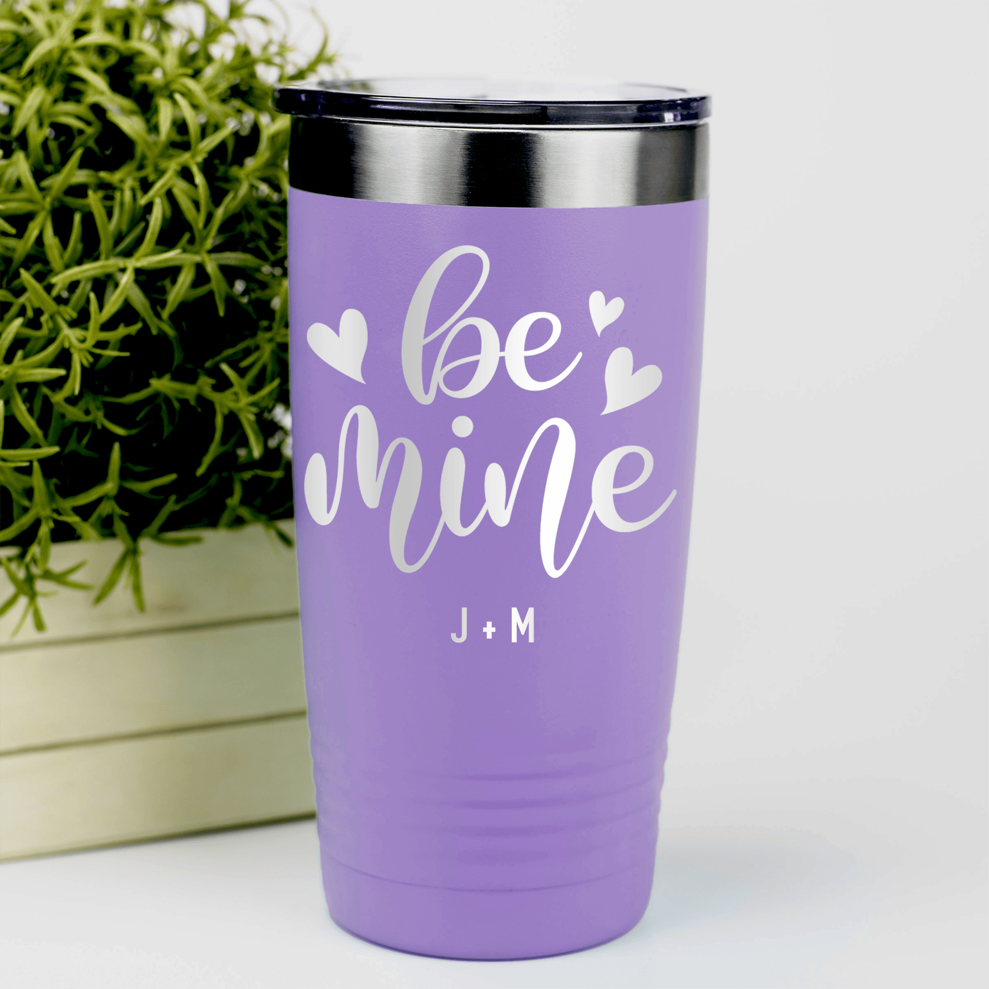 Light Purple Valentines Day Tumbler With Be Mine Design