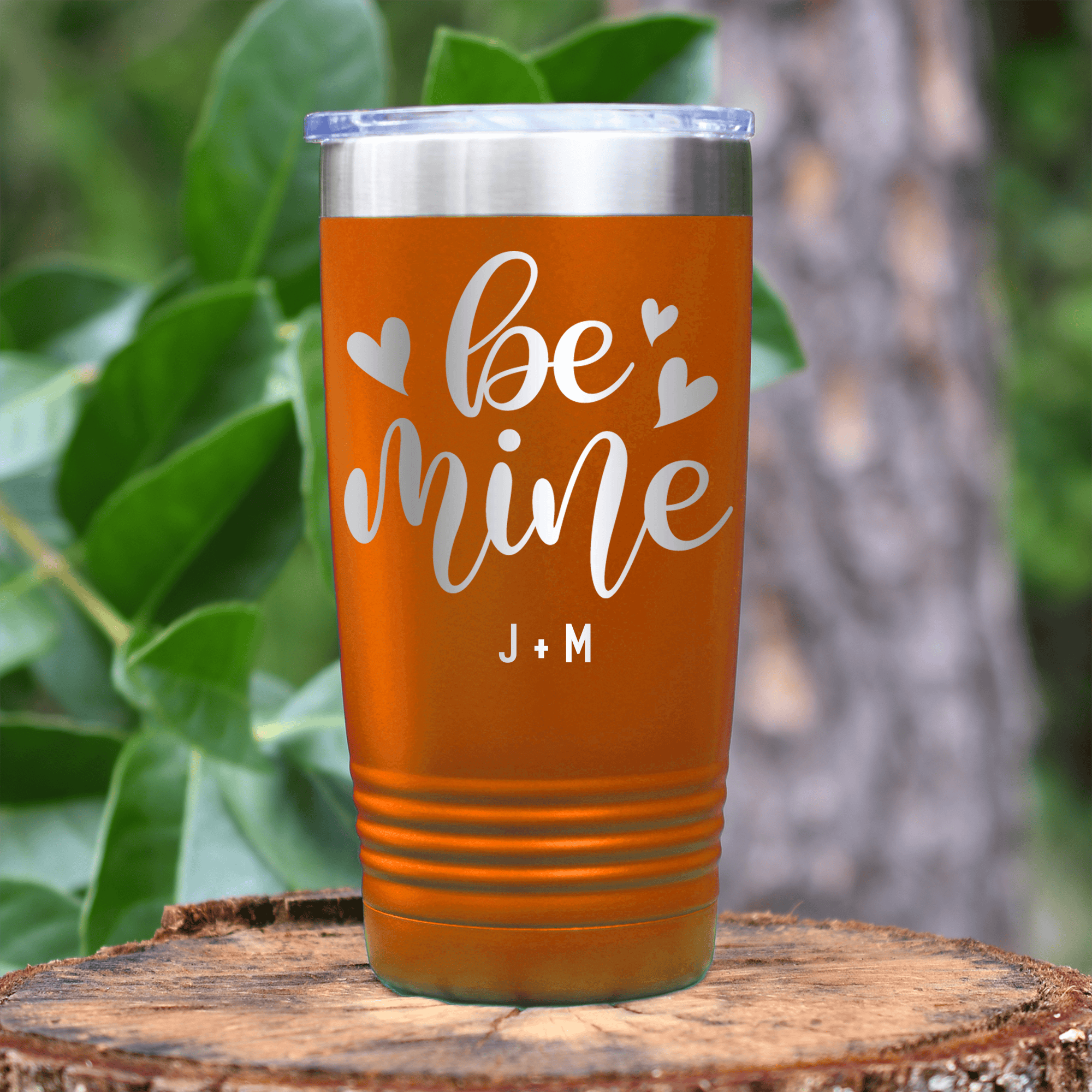 Orange Valentines Day Tumbler With Be Mine Design