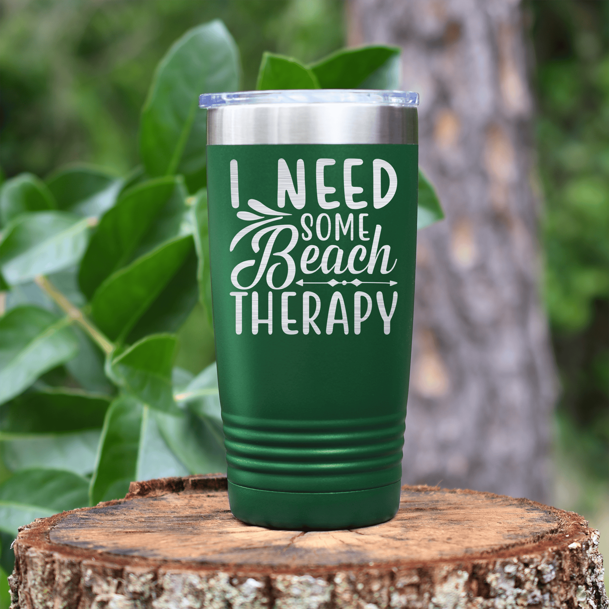 Green pickelball tumbler Beach Therapy