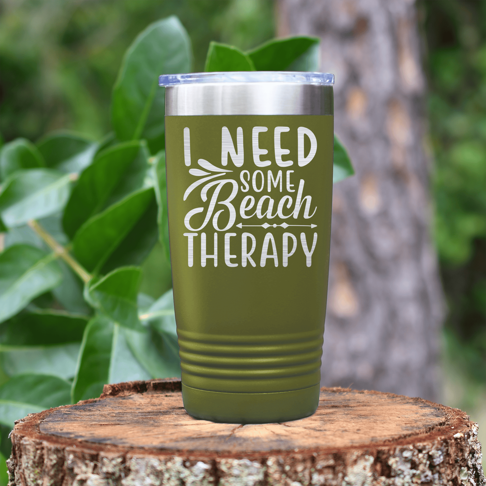 Military Green pickelball tumbler Beach Therapy