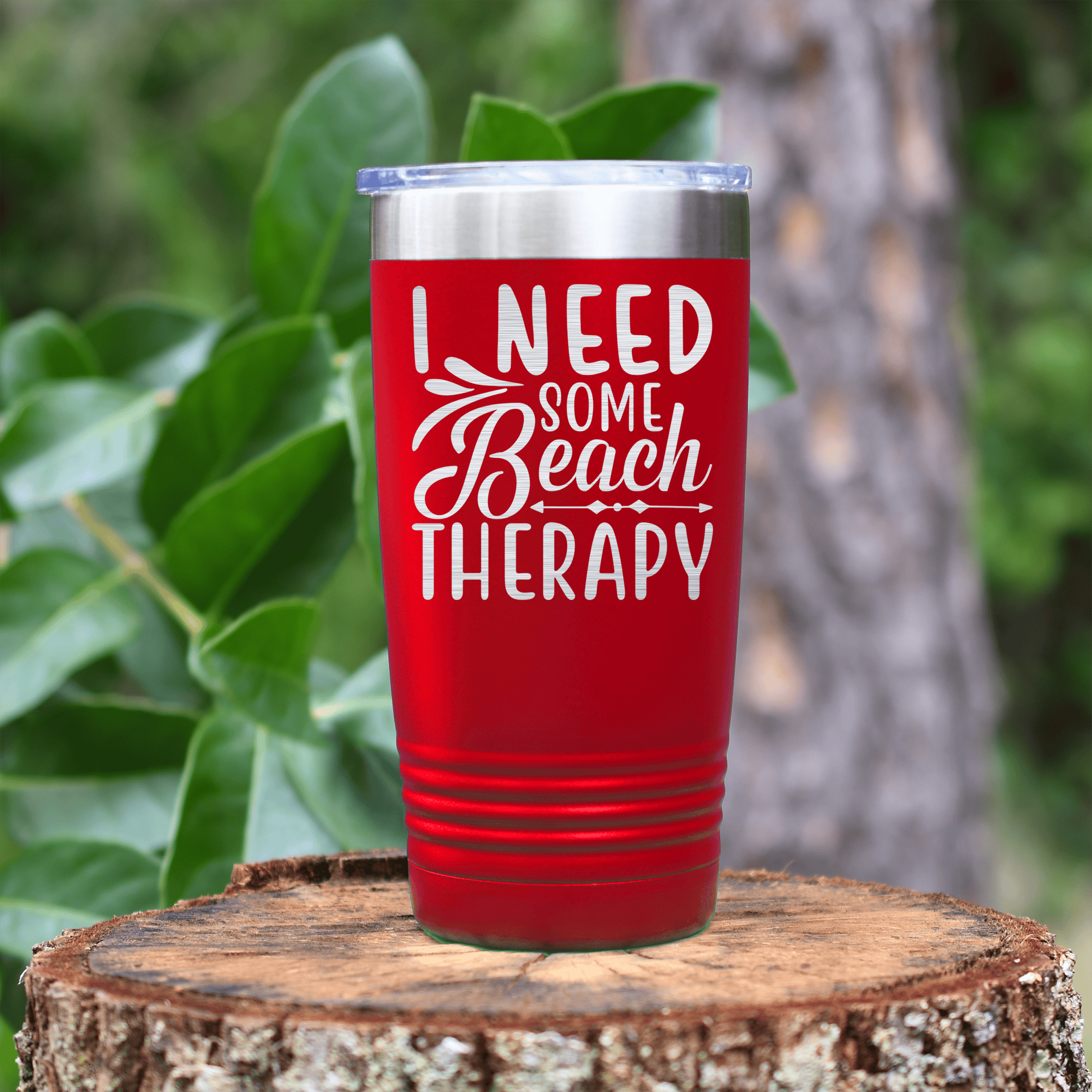 Red pickelball tumbler Beach Therapy