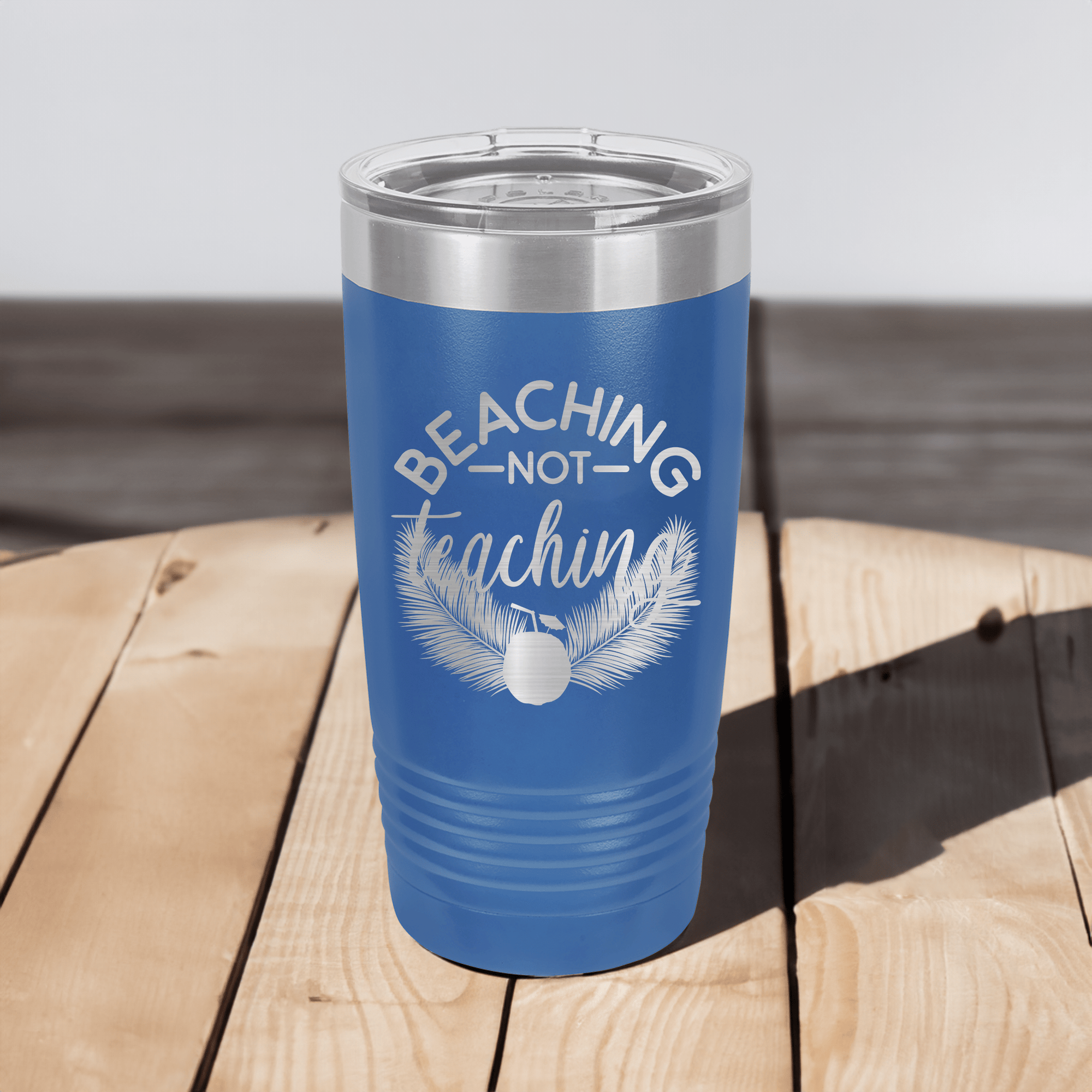 Beaching Not Teaching Ringed Tumbler