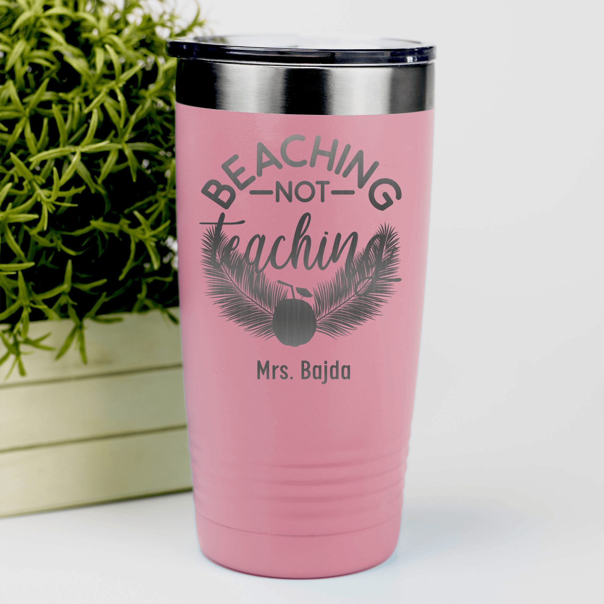 Salmon Teacher Tumbler With Beaching Not Teaching Design