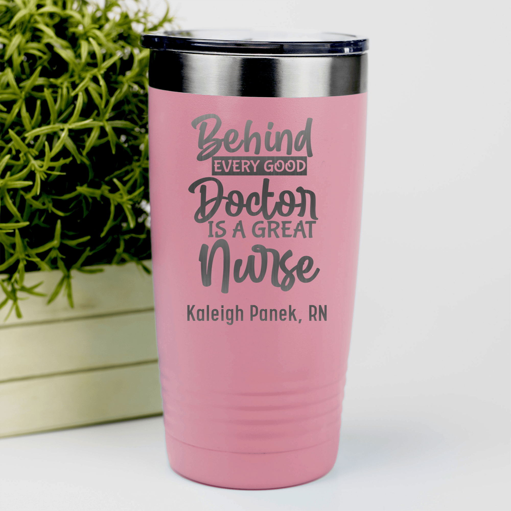 Salmon Nurse Tumbler With Behind Every Doctor Is A Nurse Design