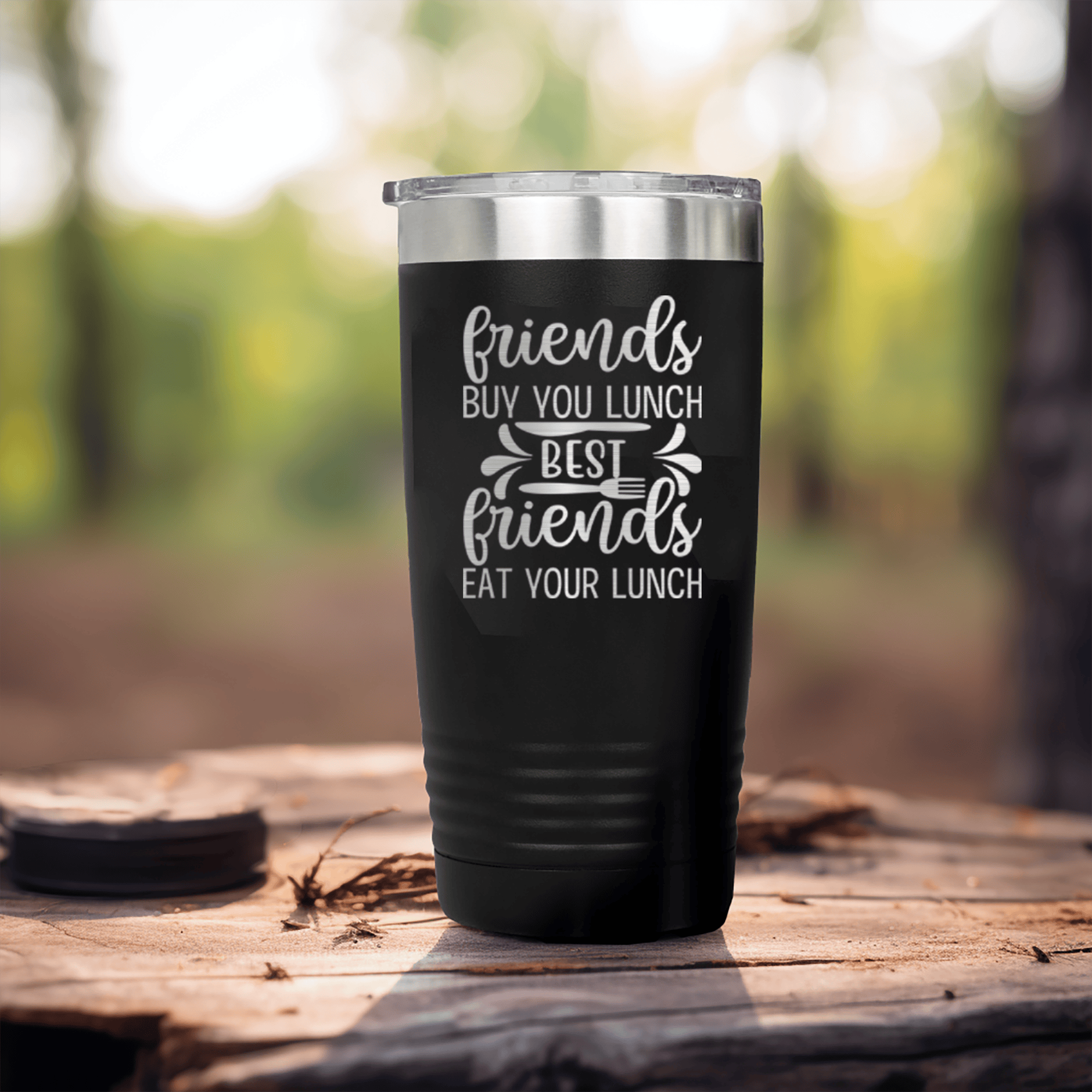 Black pickelball tumbler Best Friends Eat Your Lunch