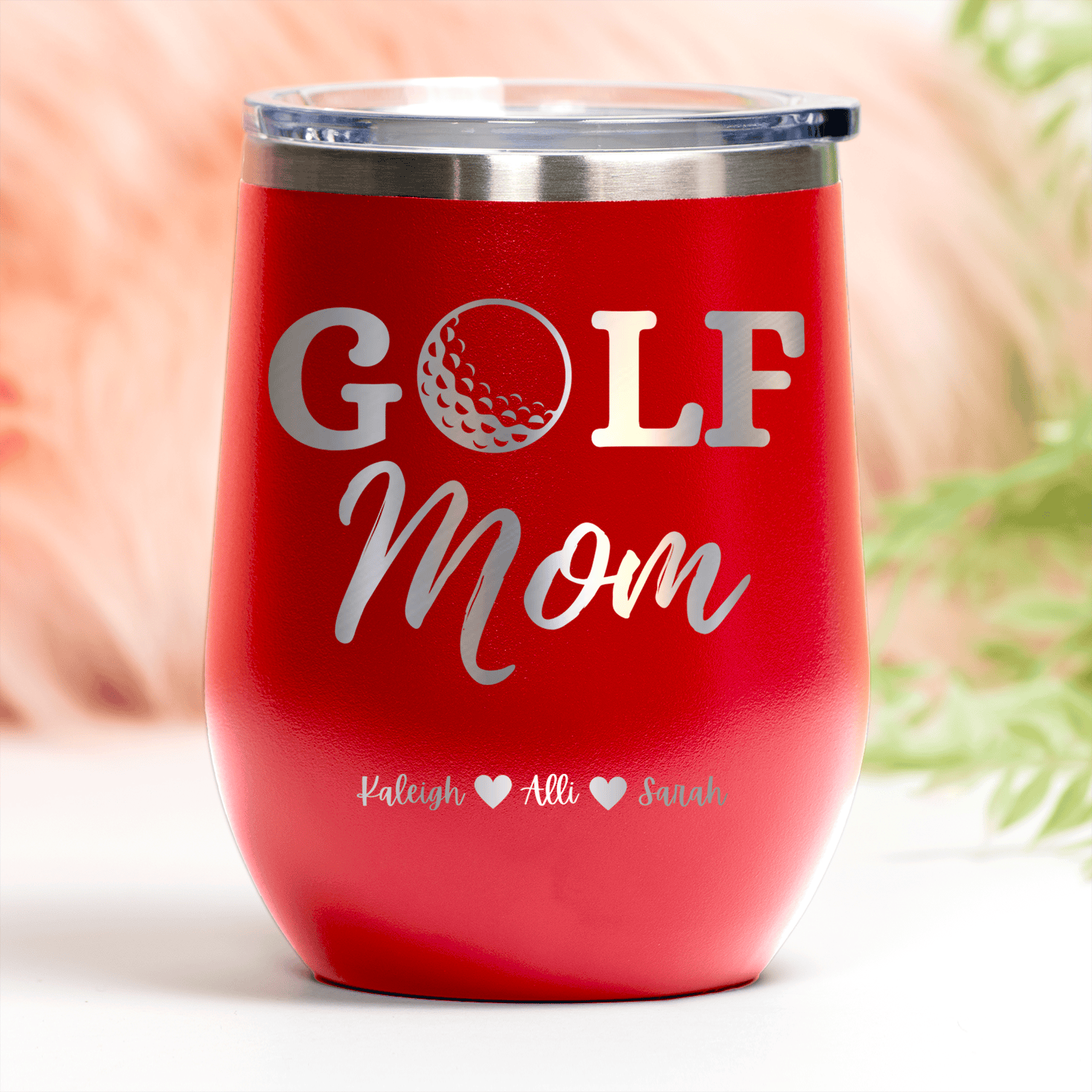 Red Golf Mom Wine Tumbler With Best Golf Mom Design