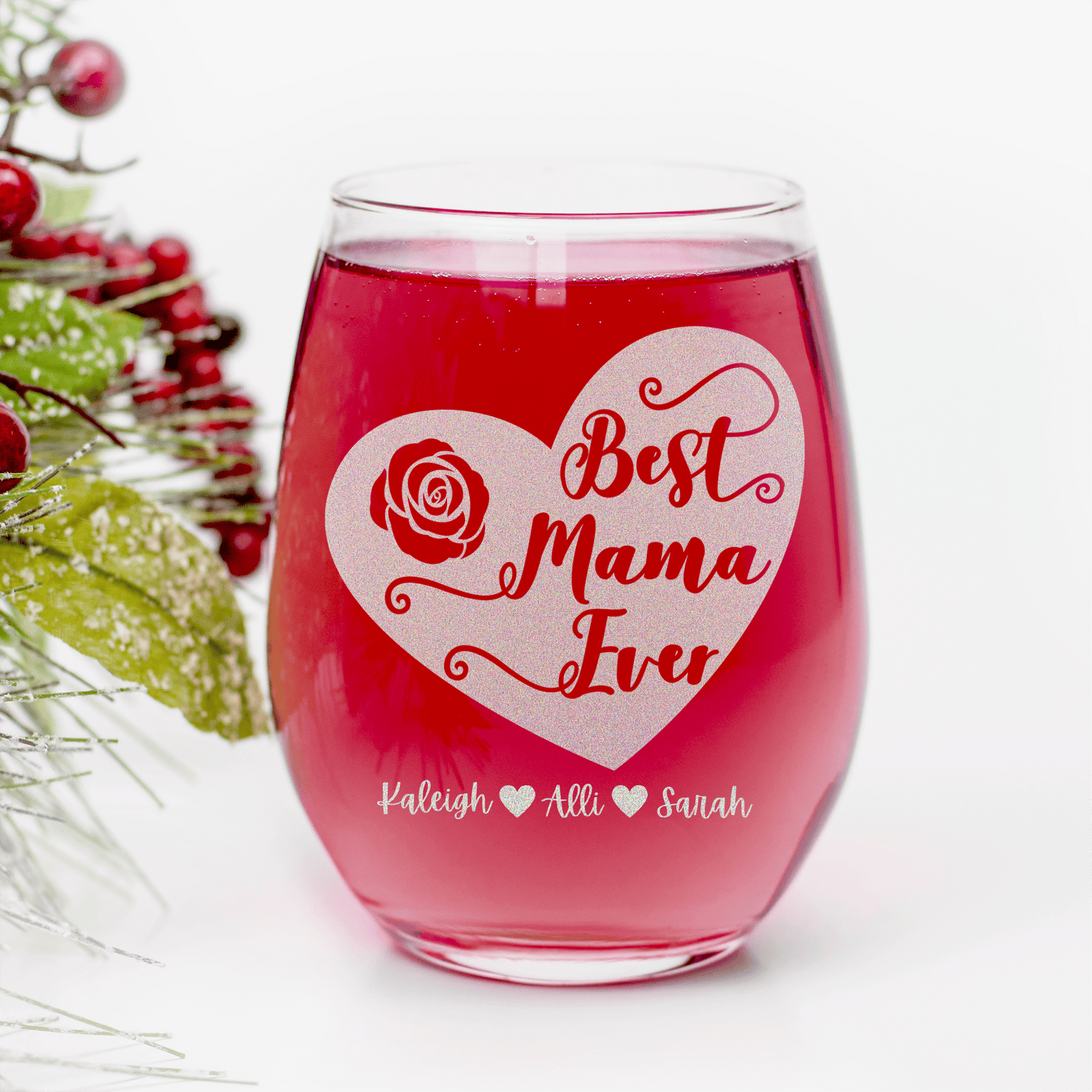 Best Mama Ever Stemless Wine Glass