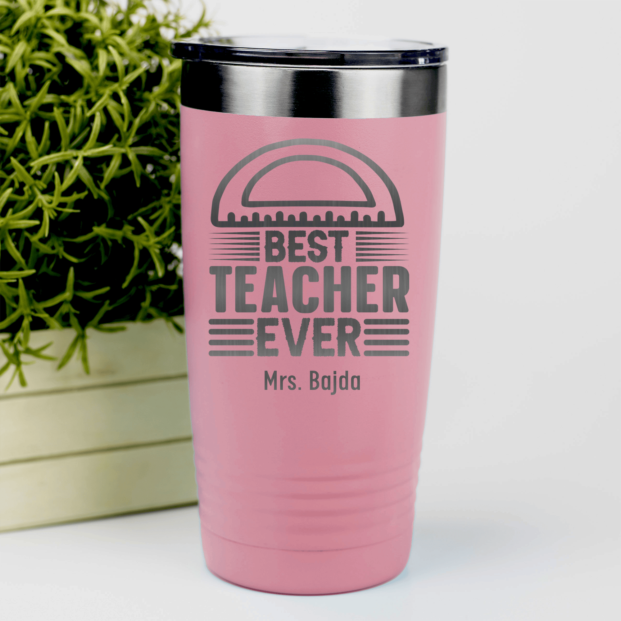 Salmon Teacher Tumbler With Best Teacher Ever Design