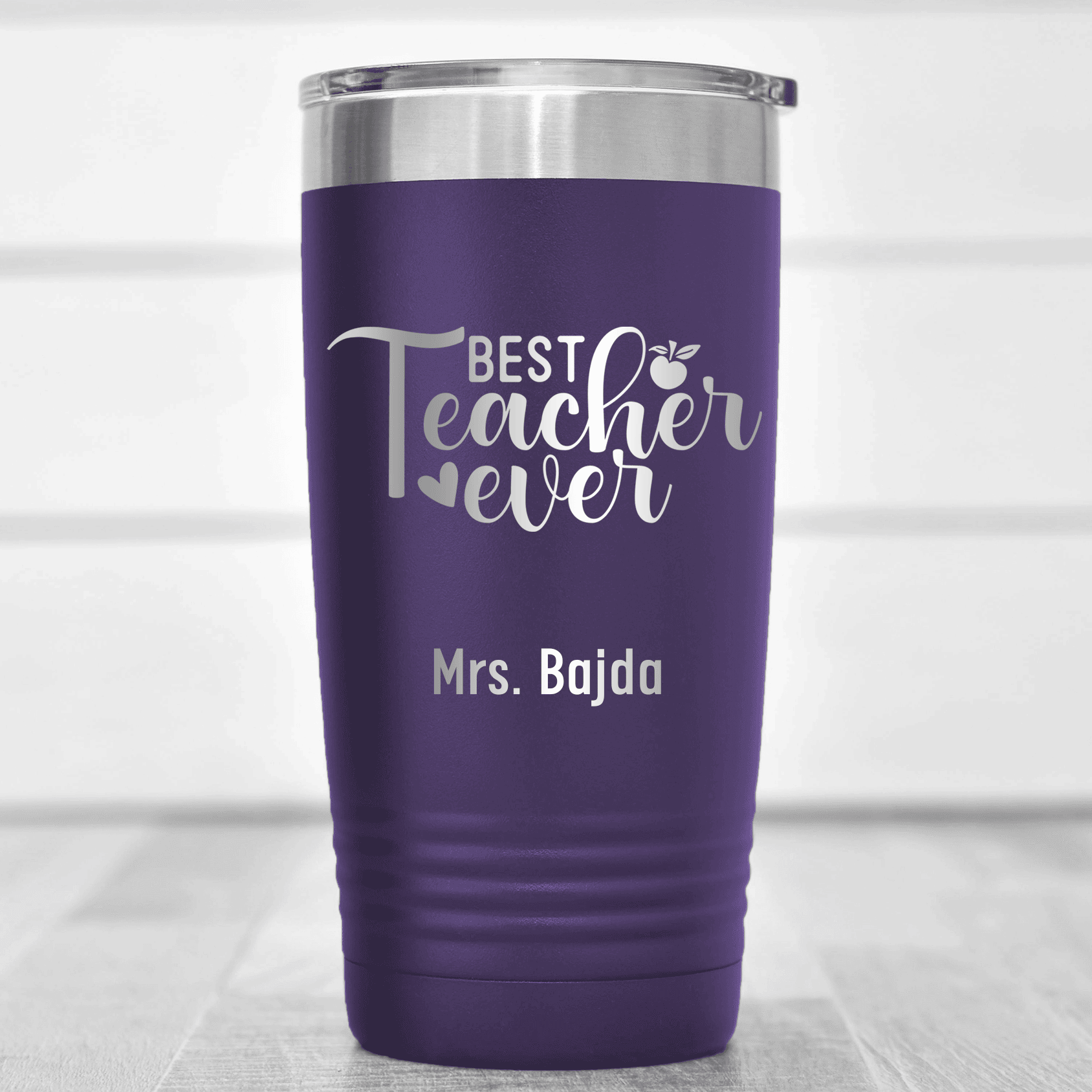 Purple Teacher Tumbler With Best Teacher Every Script Design