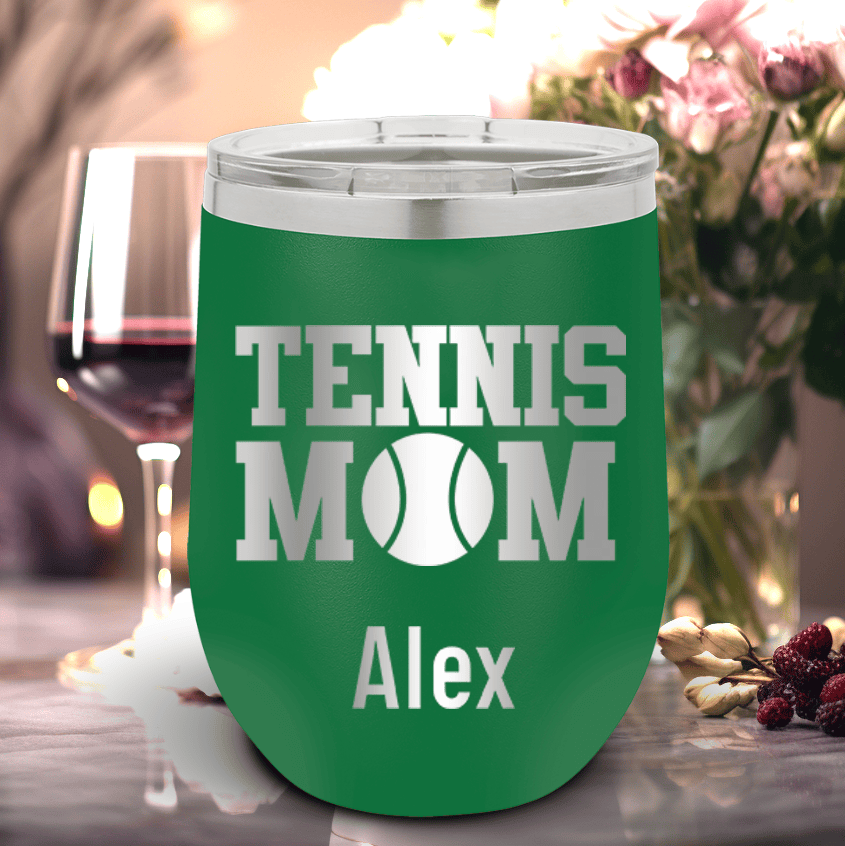 Green Tennis For Her Wine Tumbler With Best Tennis Mom Design