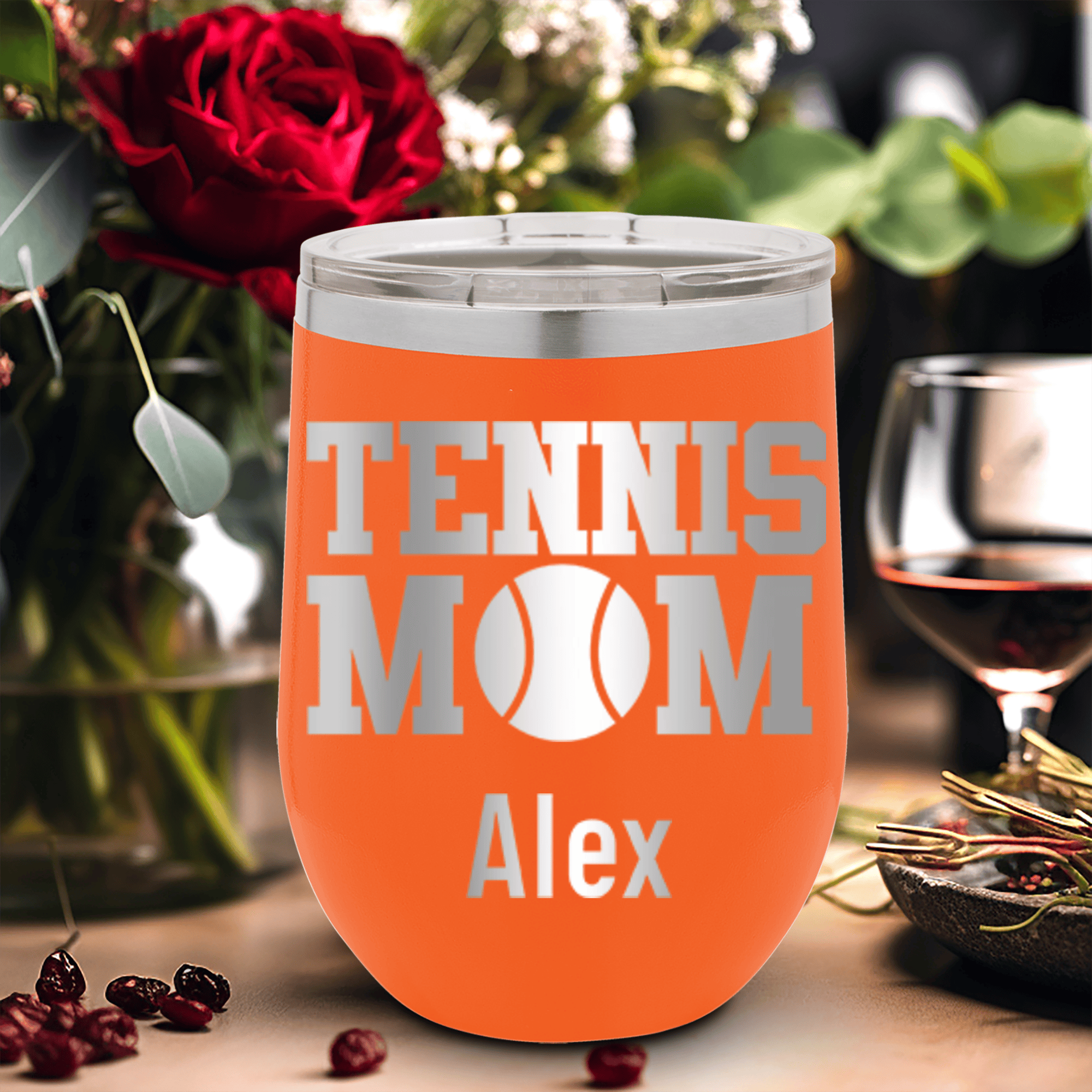 Orange Tennis For Her Wine Tumbler With Best Tennis Mom Design