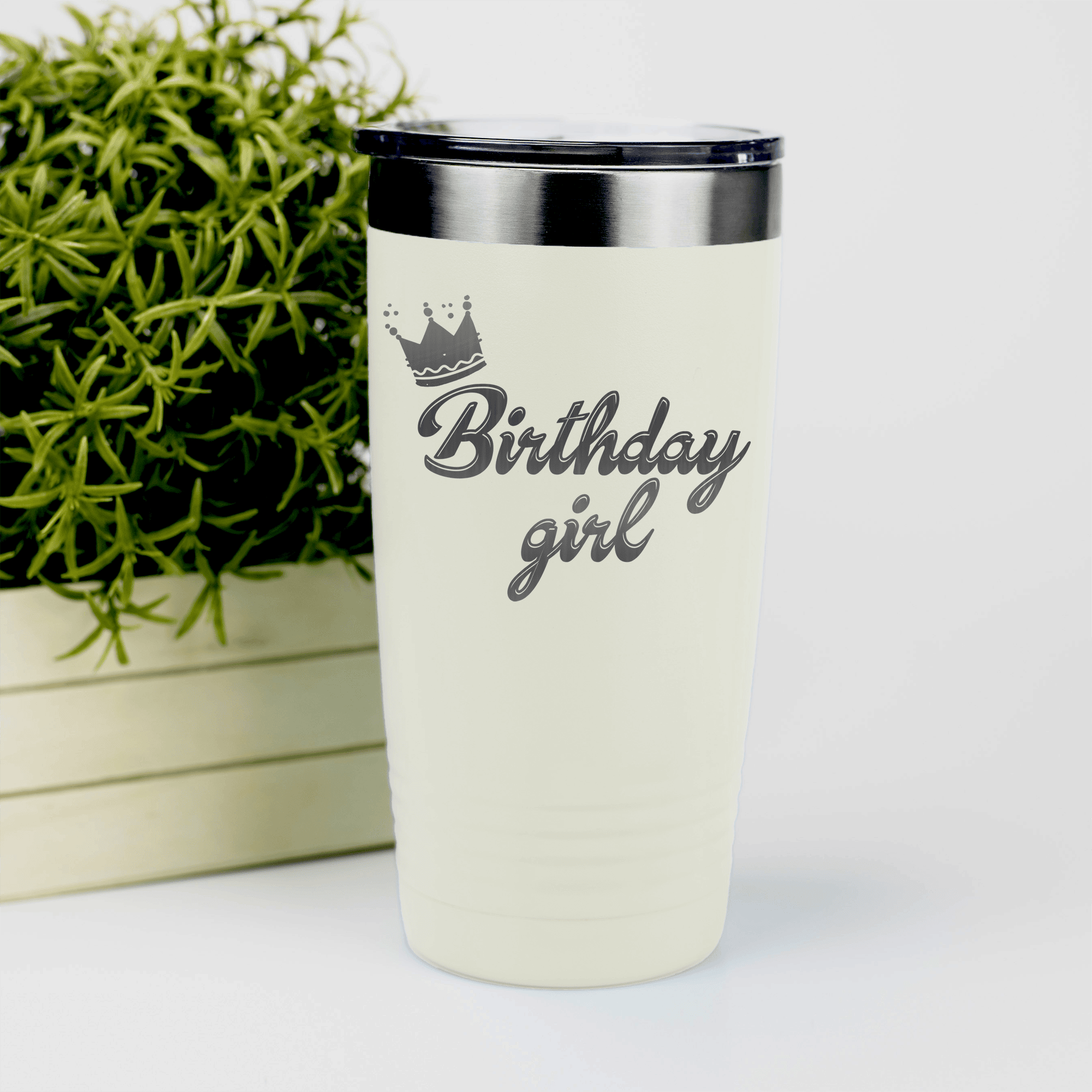 White birthday tumbler Birthday Girl