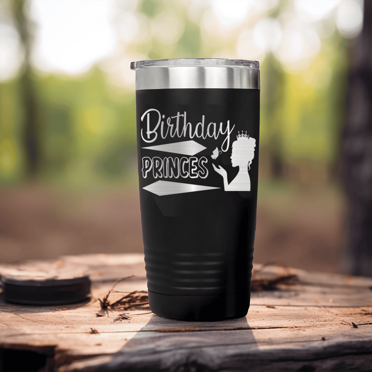 Black birthday tumbler Birthday Princess Design