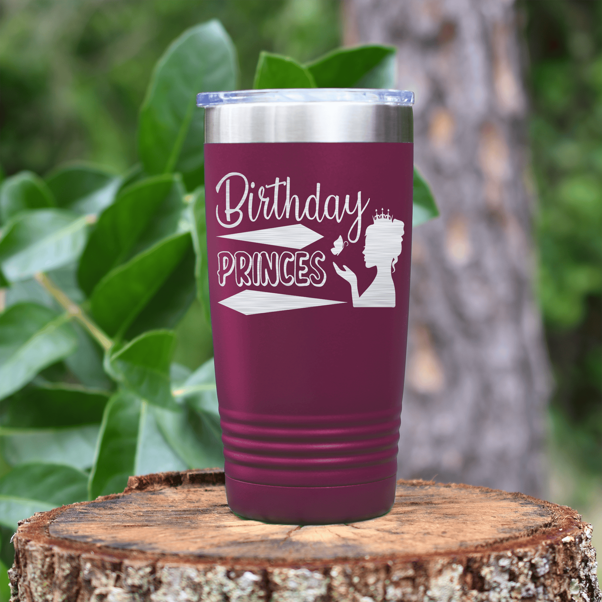 Maroon birthday tumbler Birthday Princess Design