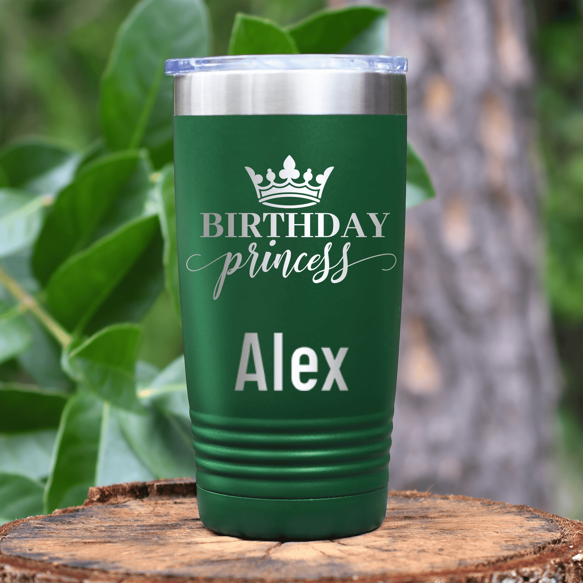 Green Birthday Tumbler With Birthday Princess Design