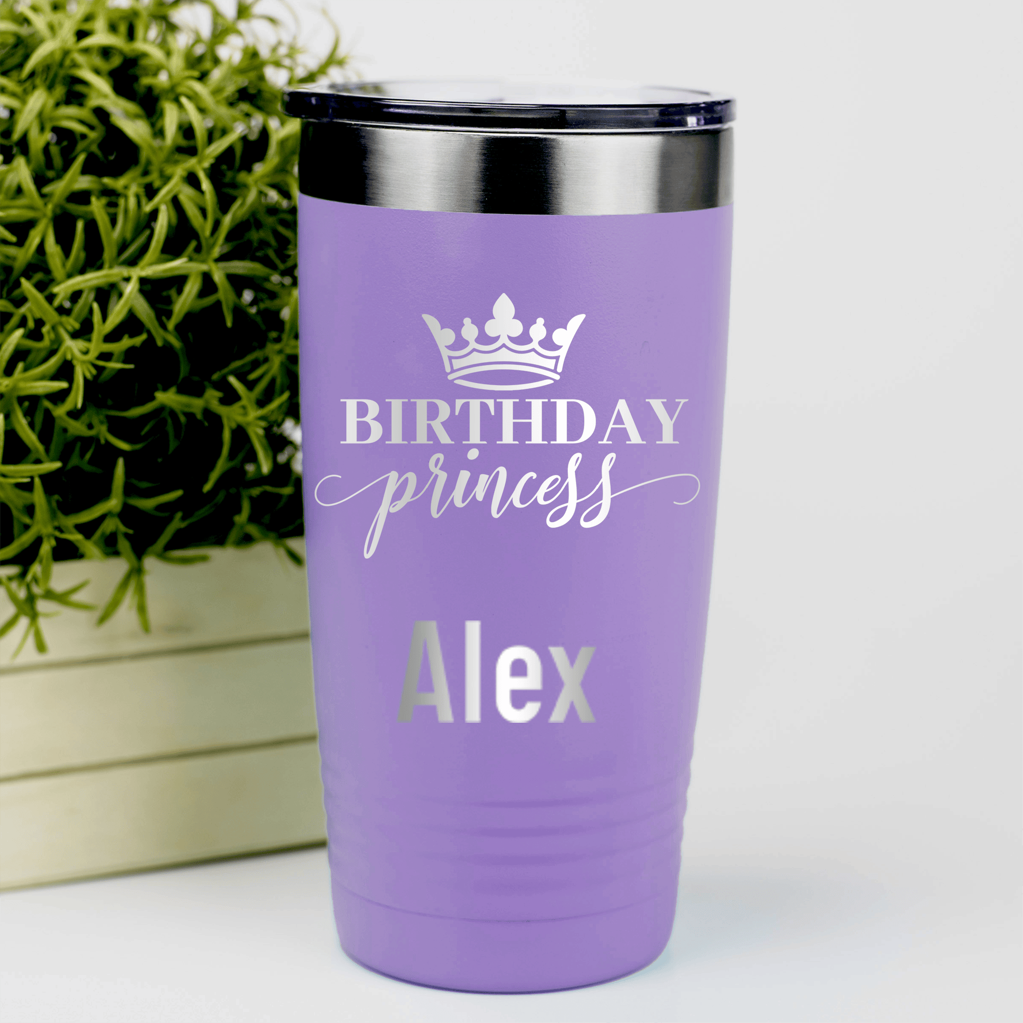 Light Purple Birthday Tumbler With Birthday Princess Design