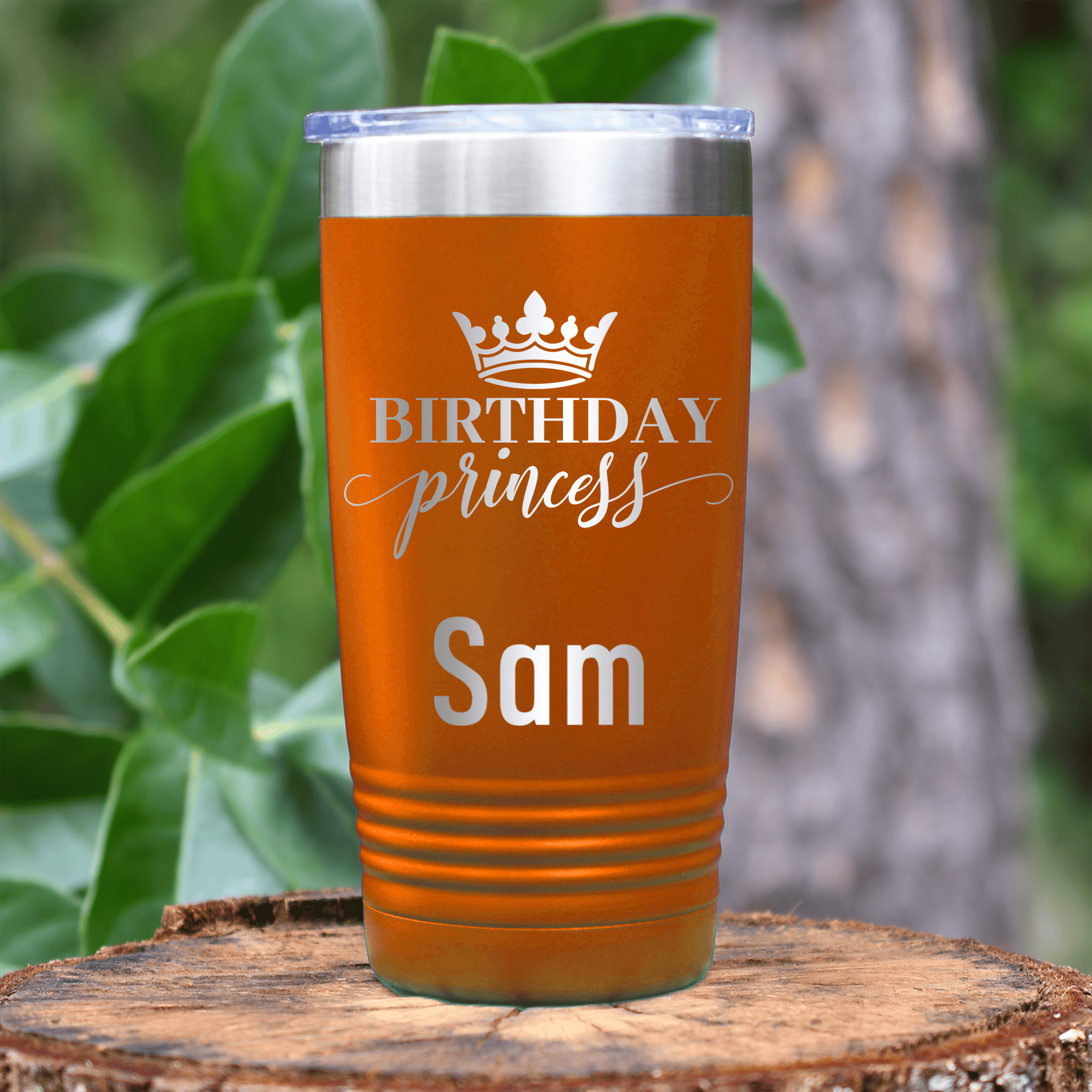 Orange Birthday Tumbler With Birthday Princess Design