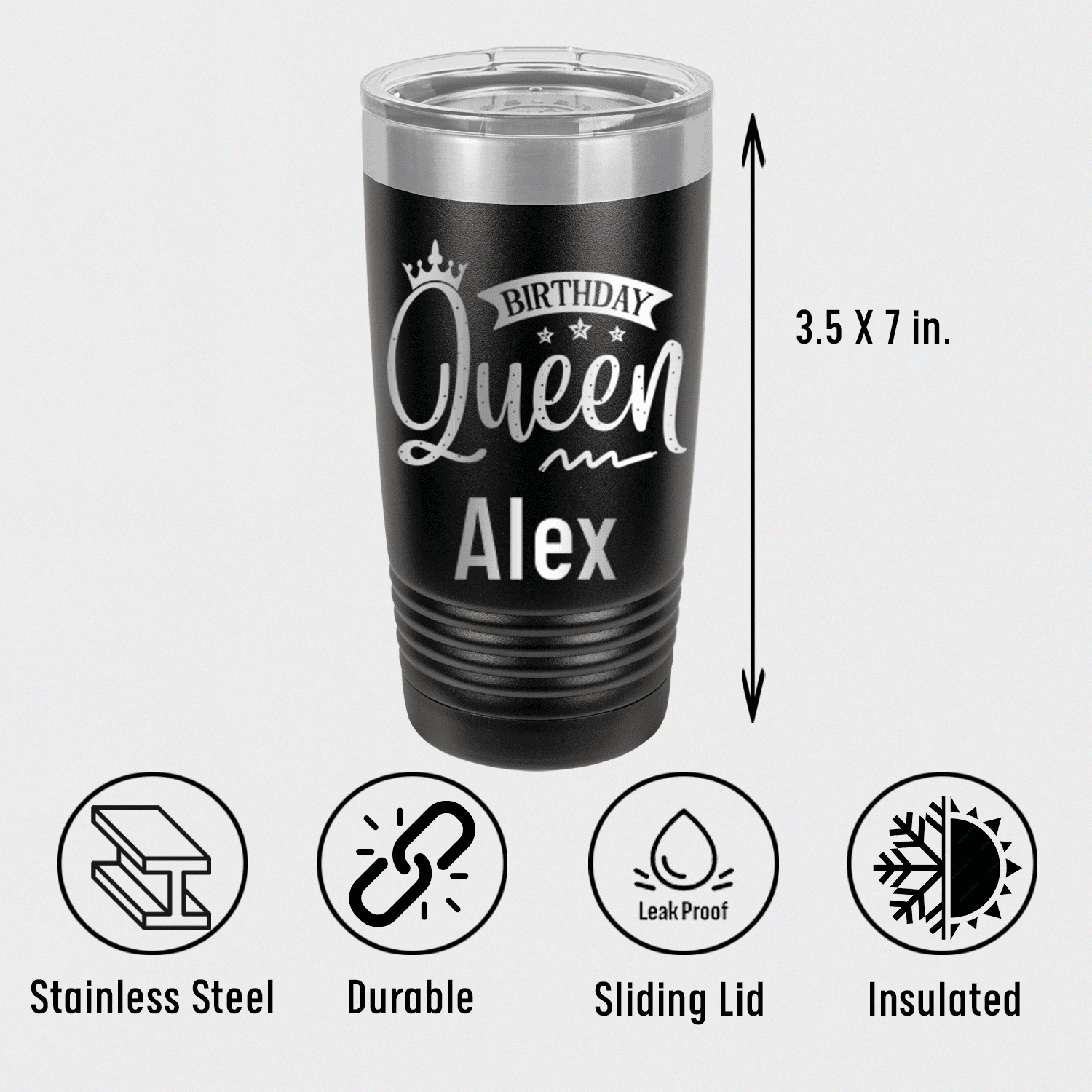 Birthday Tumbler With Birthday Queen Design - Groovy Girl Gifts