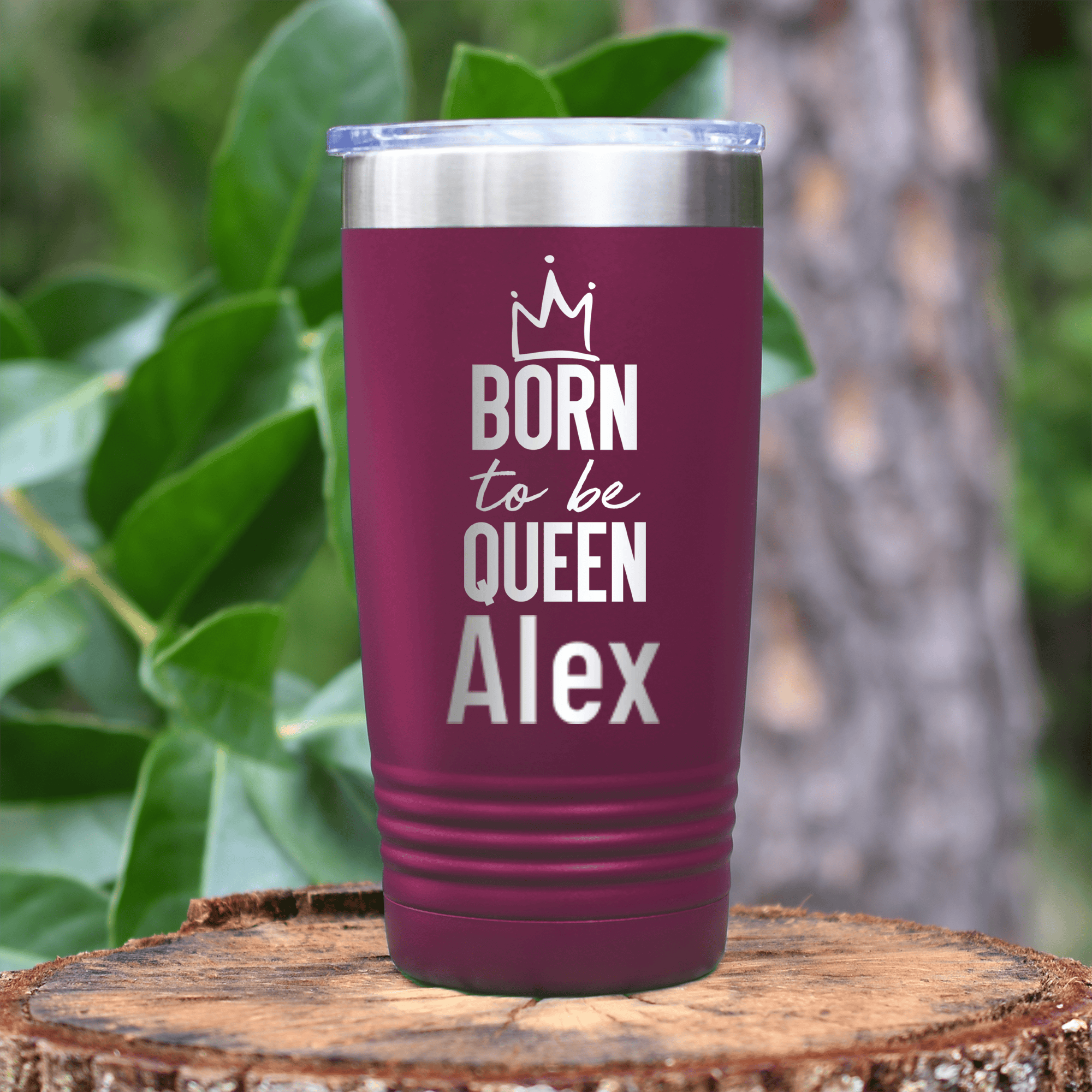 Maroon Birthday Tumbler With Born To Be Queen Design