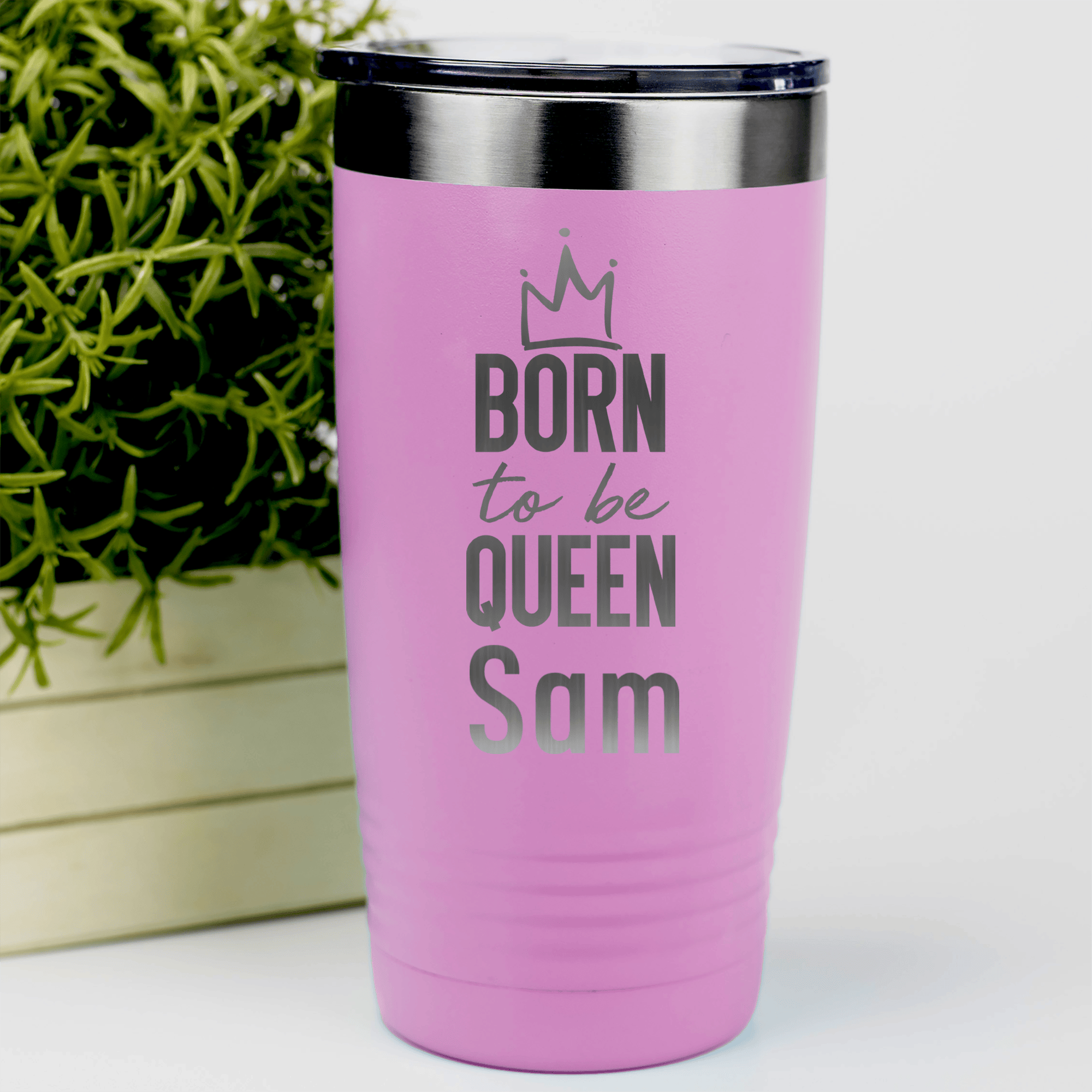 Pink Birthday Tumbler With Born To Be Queen Design