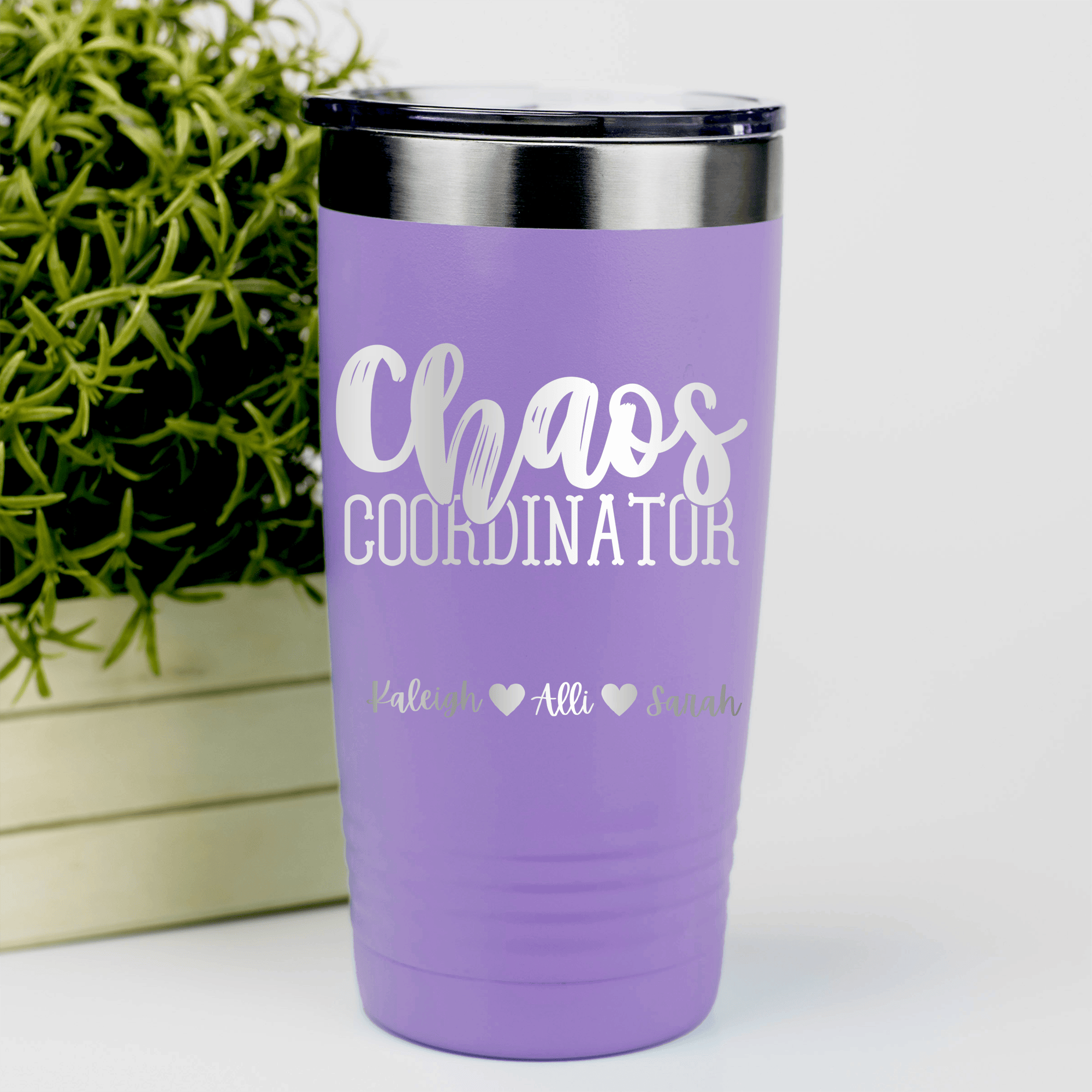 Light Purple Mothers Day Tumbler With Chaos Coordinator Design